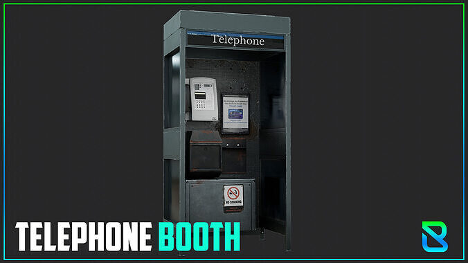 Telephone Booth  Low-poly 3D model