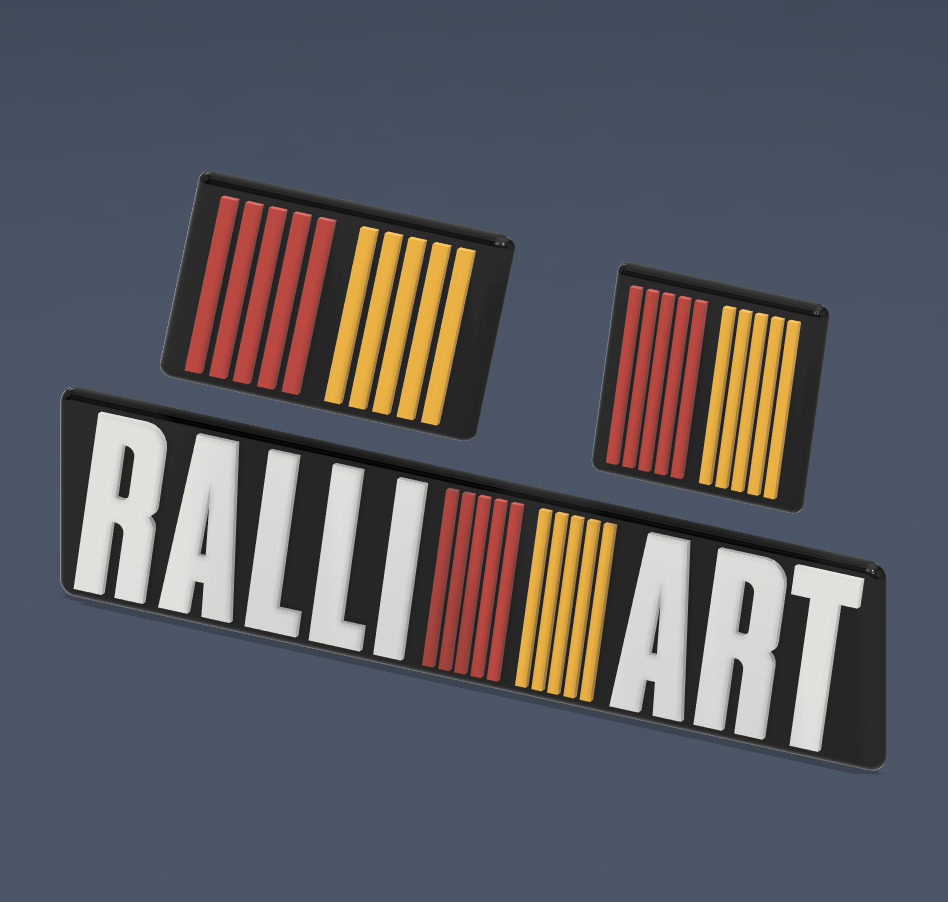 Mitsubishi Rally Art Logo Set 3D print model_1