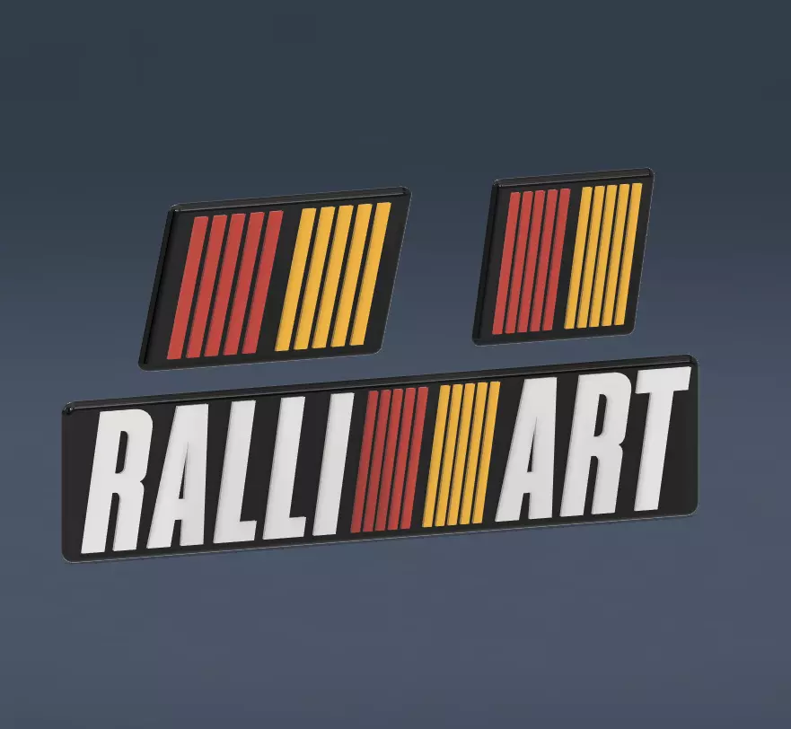 Mitsubishi Rally Art Logo Set 3D print model_0