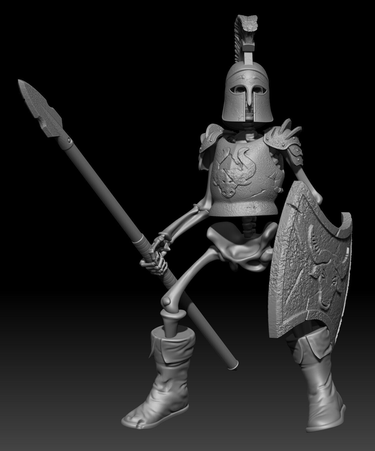 2 skeletons cavalry zombies horses 3D print model_4