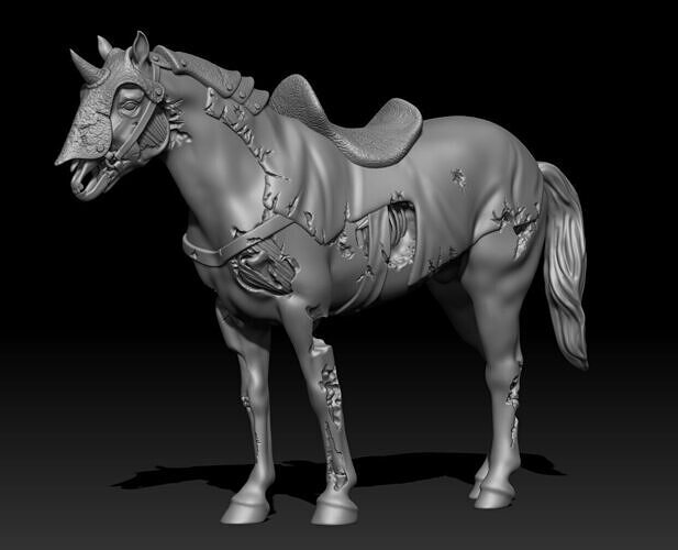 2 skeletons cavalry zombies horses 3D print model