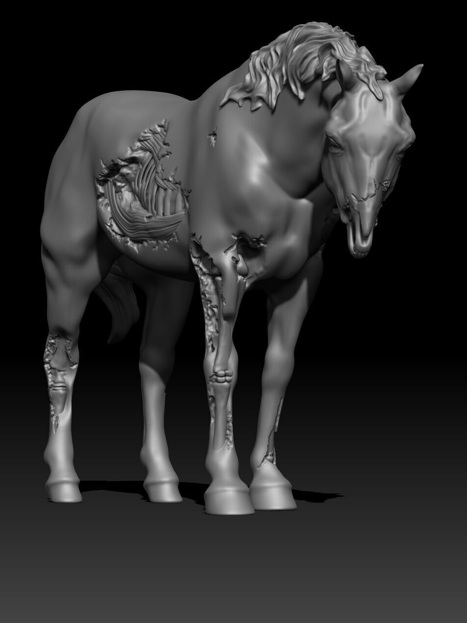 2 skeletons cavalry zombies horses 3D print model_14