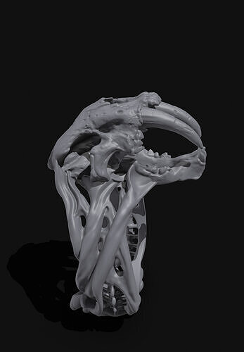 Saber-Toothed Tiger Skull Ring 3D model