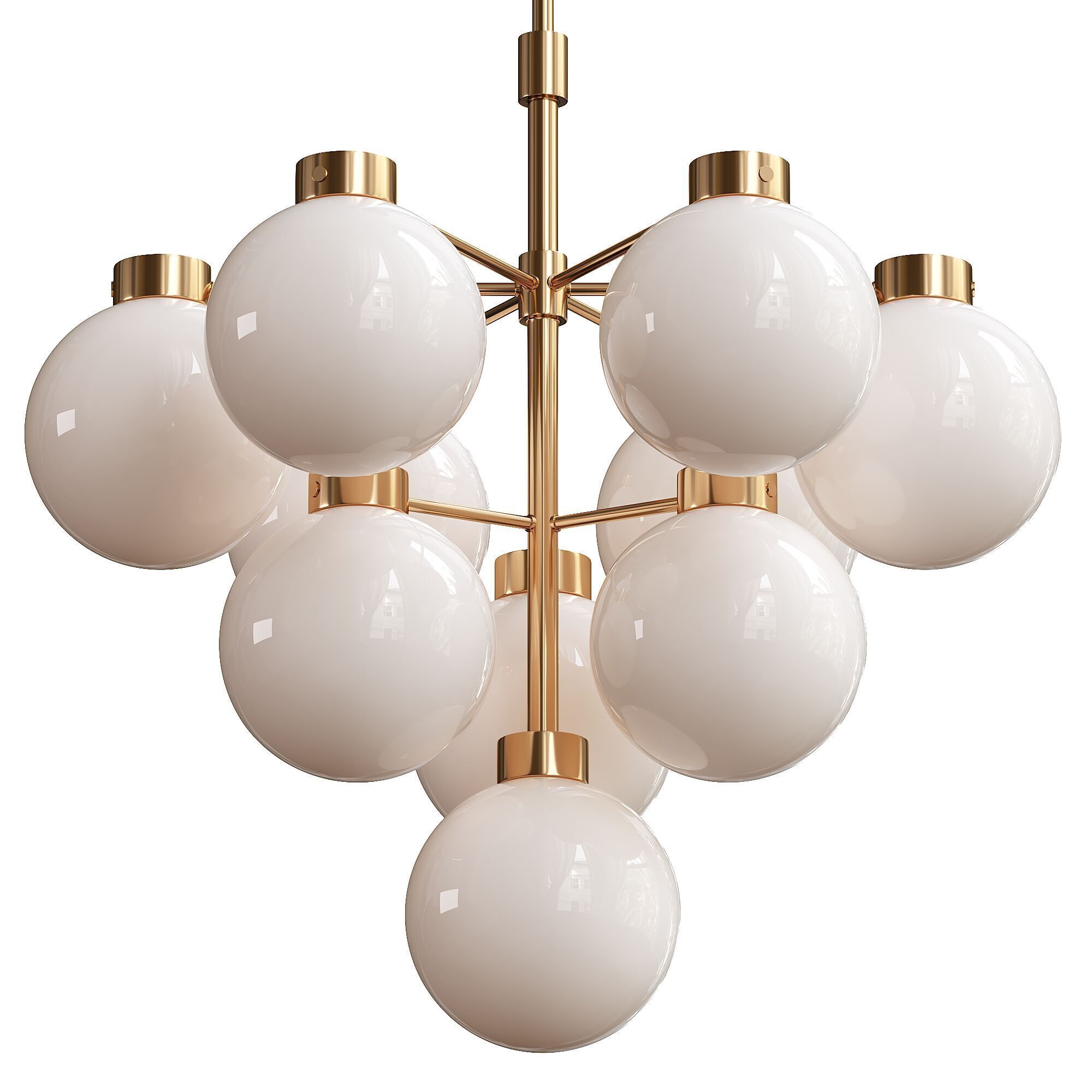  Marra Unlacquered Brass Tiered Pendant Light with Milky  3D model_2