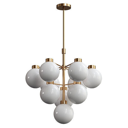  Marra Unlacquered Brass Tiered Pendant Light with Milky  3D model