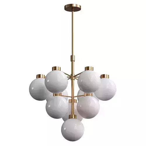  Marra Unlacquered Brass Tiered Pendant Light with Milky 