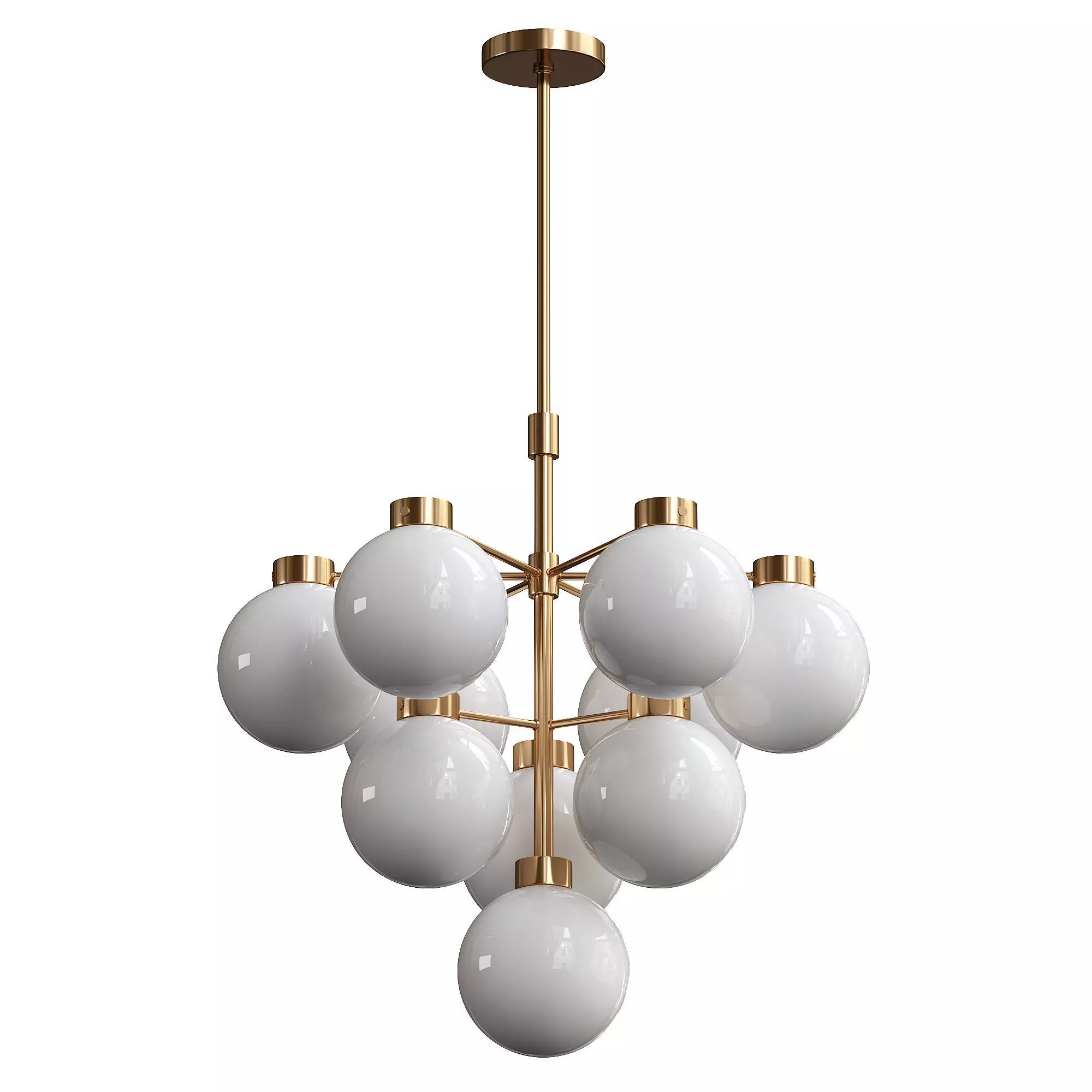  Marra Unlacquered Brass Tiered Pendant Light with Milky  3D model_0