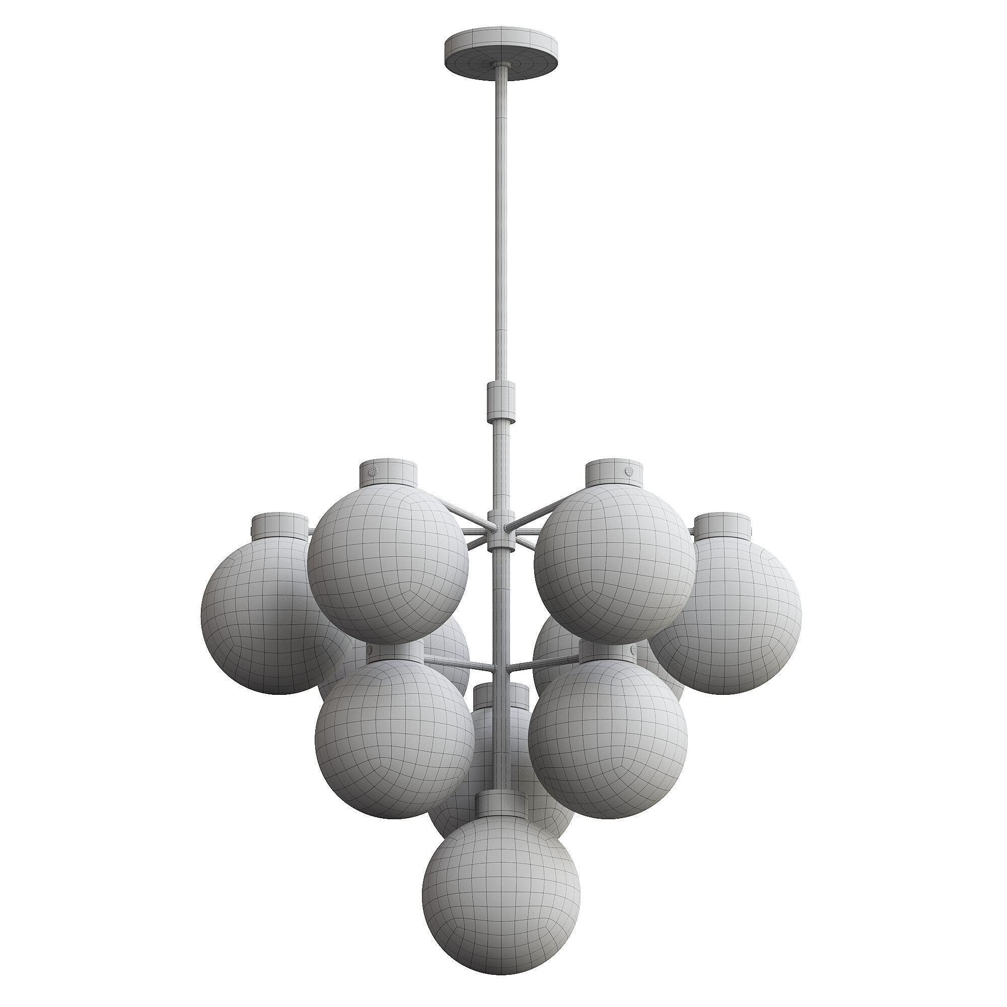  Marra Unlacquered Brass Tiered Pendant Light with Milky  3D model_1