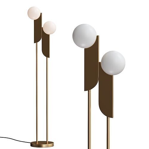 Minimalist 2-Light White Glass Floor Lamp 3D model