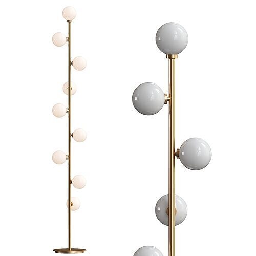  Modern LED standing lamp with frosted glass ball fixtures 3D model