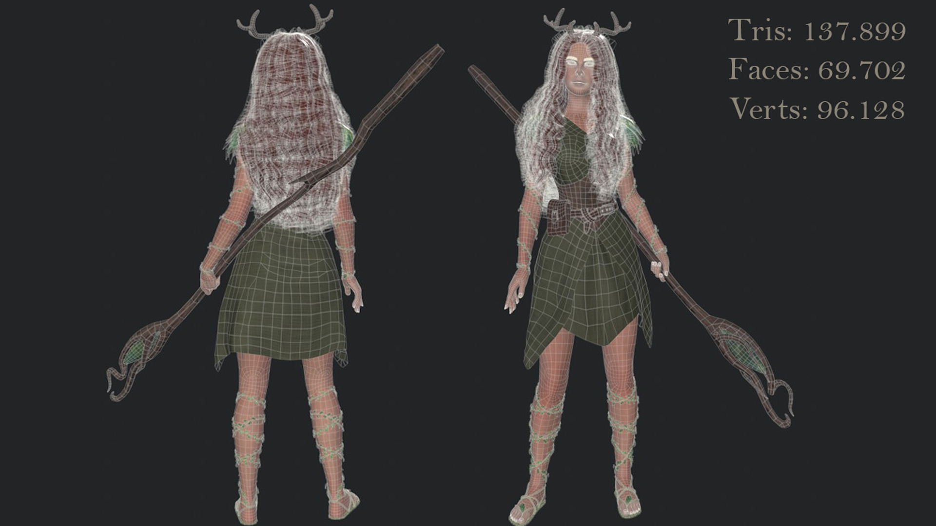 Druid Low-poly 3D model_4