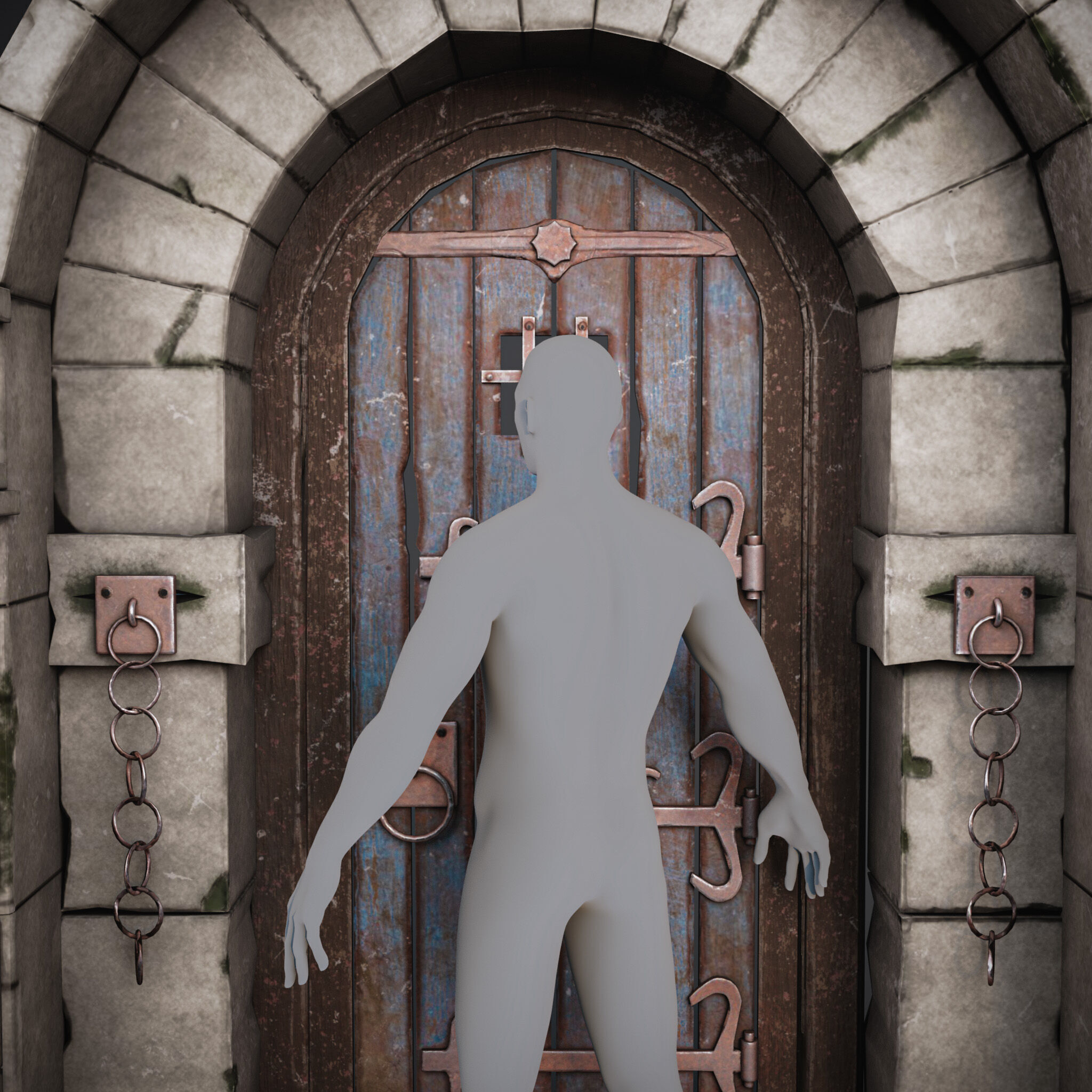 Medieval Gate - Game Ready Low-poly 3D model_6