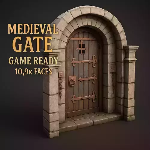 Medieval Gate - Game Ready 