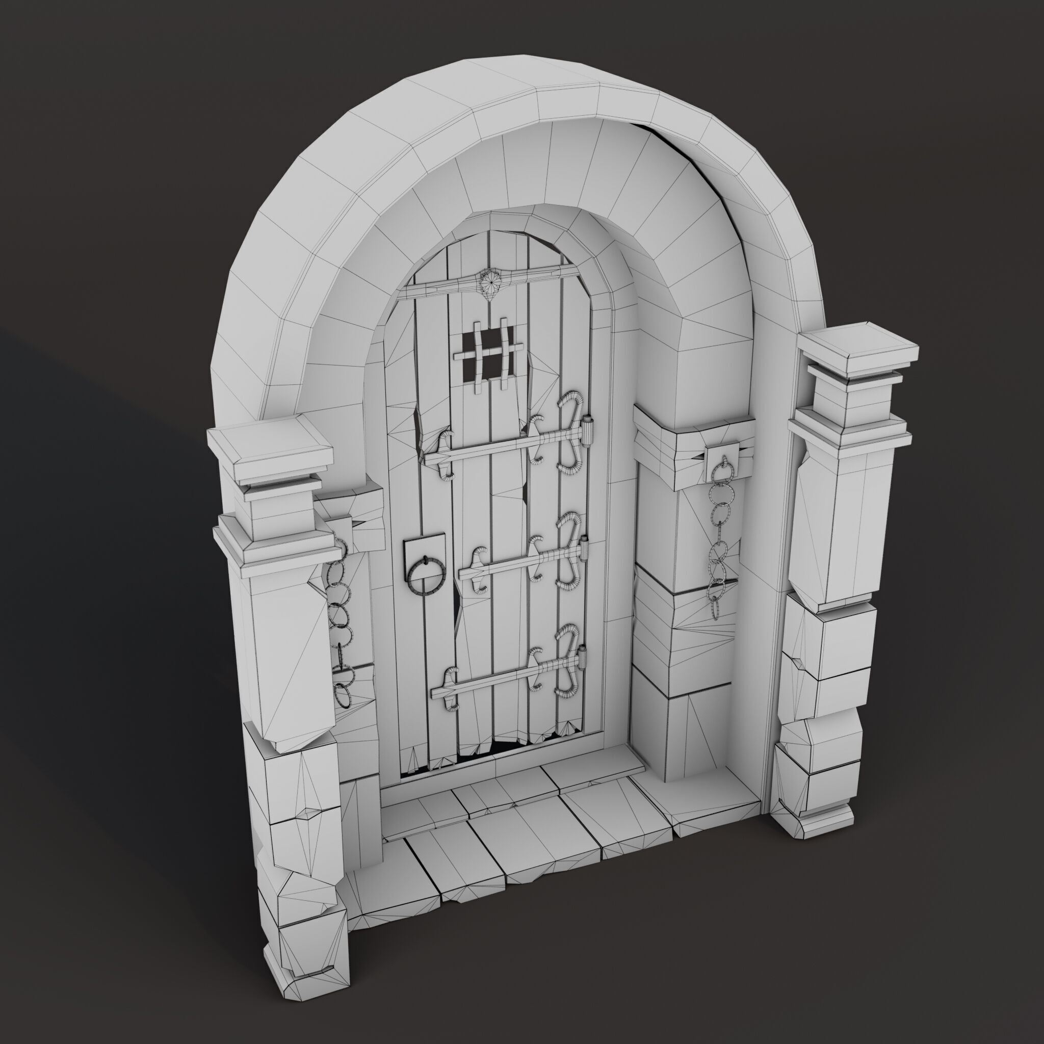Medieval Gate - Game Ready Low-poly 3D model_12