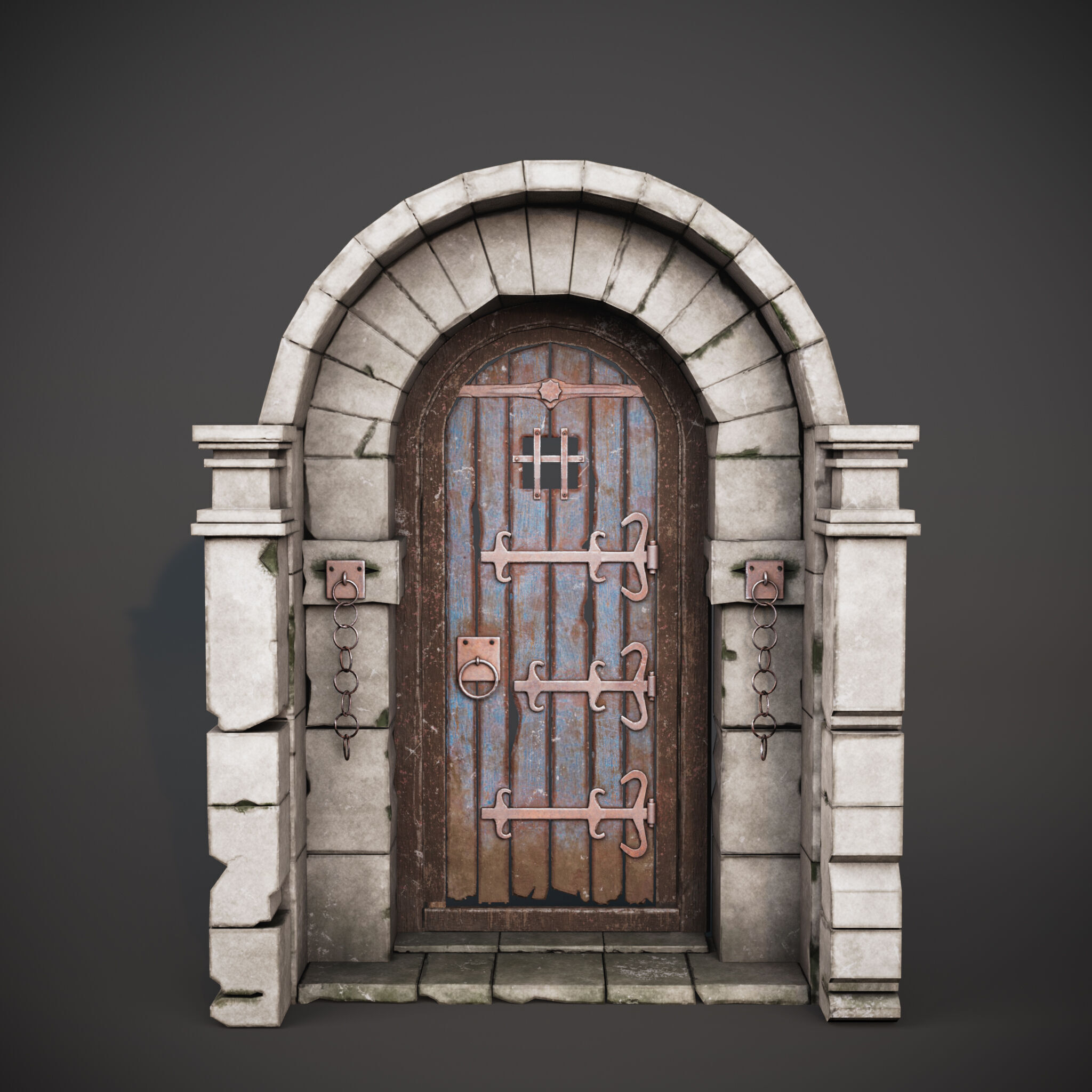Medieval Gate - Game Ready Low-poly 3D model_4