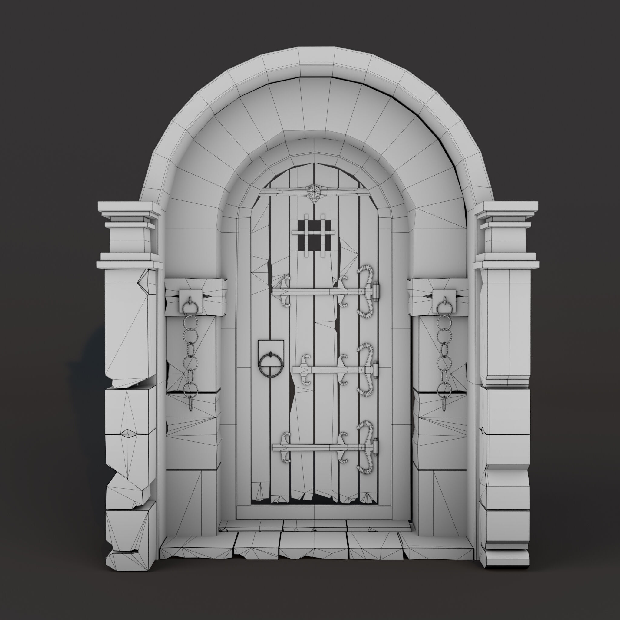 Medieval Gate - Game Ready Low-poly 3D model_11