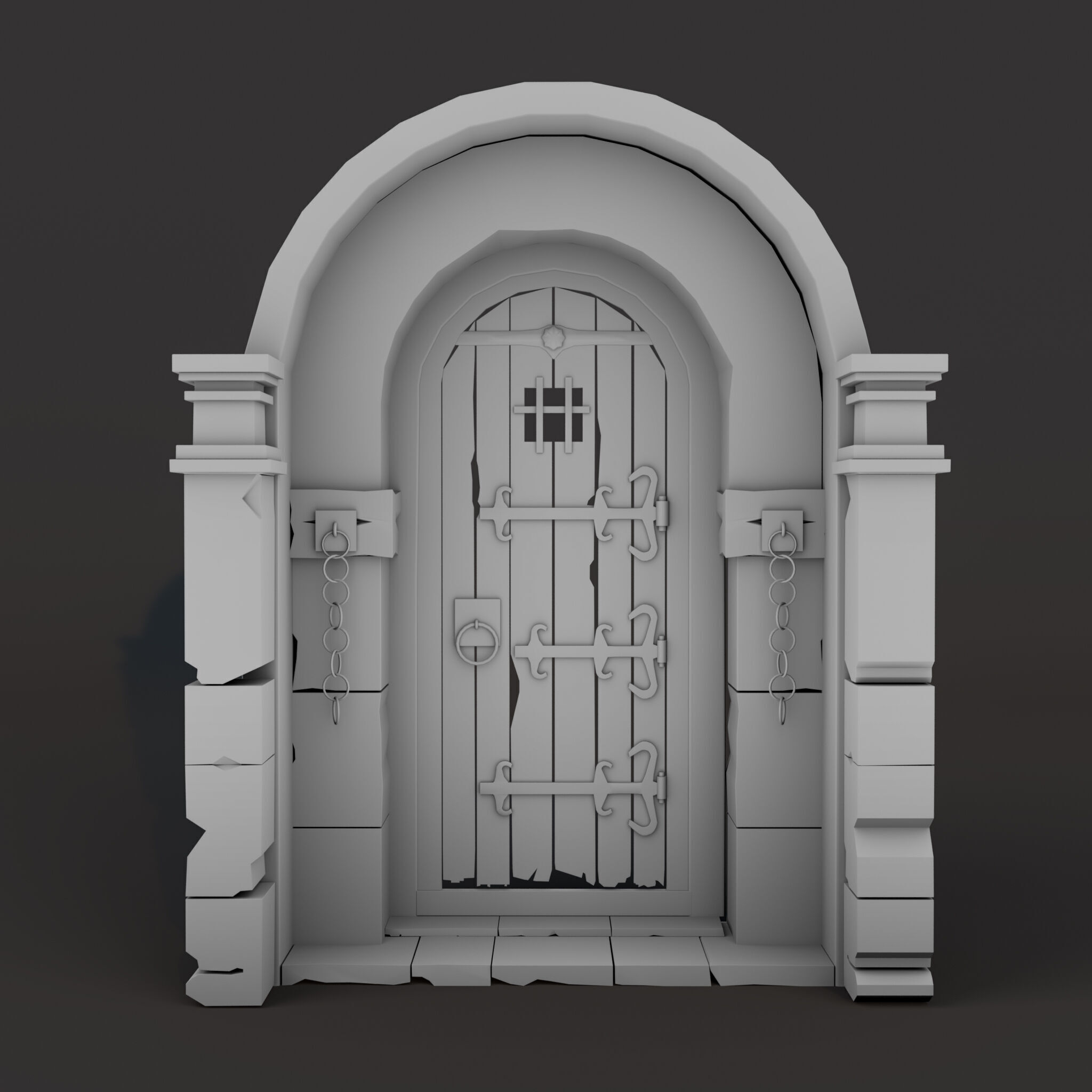 Medieval Gate - Game Ready Low-poly 3D model_10