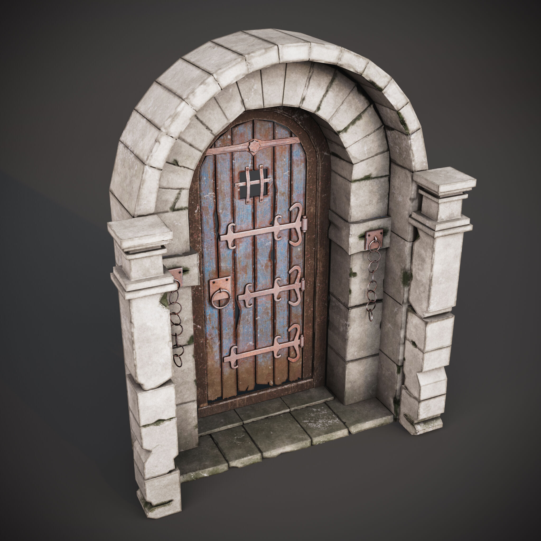 Medieval Gate - Game Ready Low-poly 3D model_1