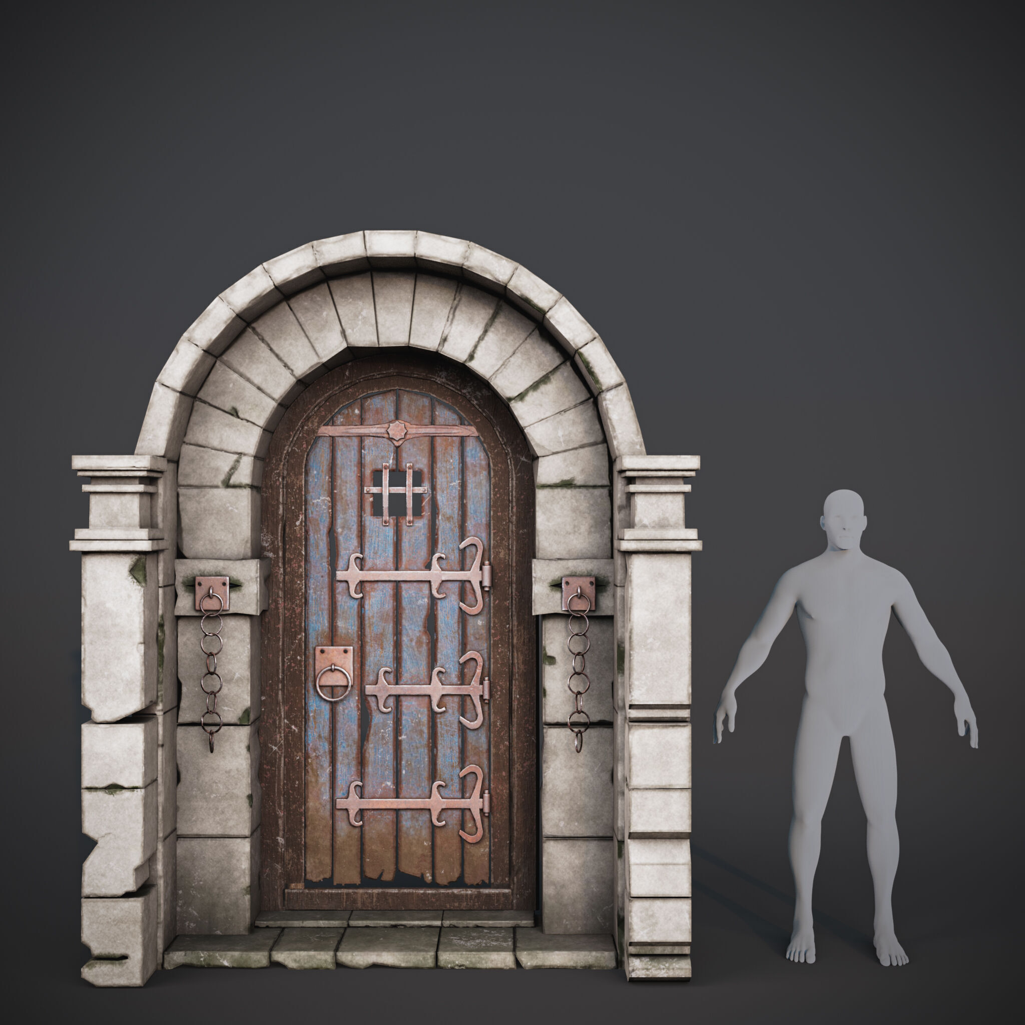Medieval Gate - Game Ready Low-poly 3D model_9