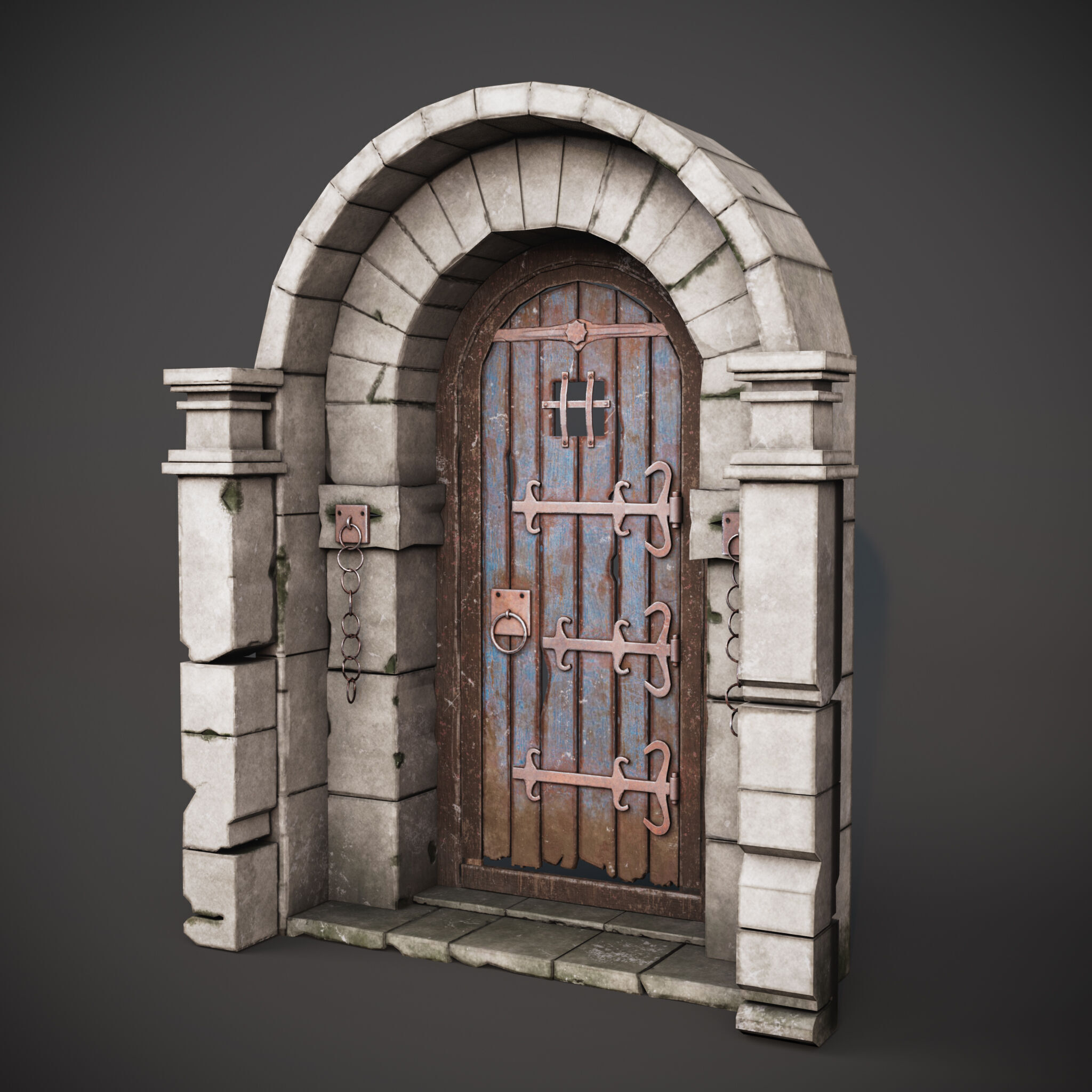 Medieval Gate - Game Ready Low-poly 3D model_3