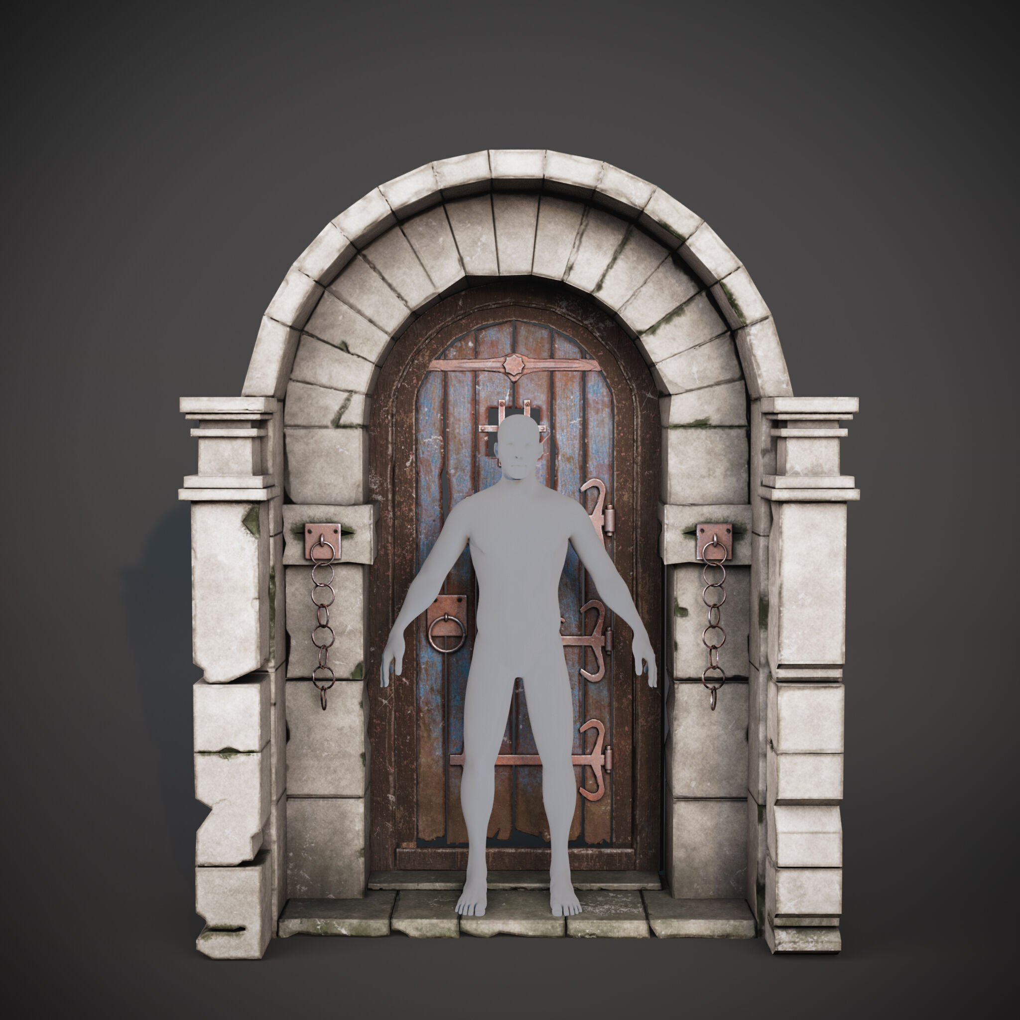 Medieval Gate - Game Ready Low-poly 3D model_5