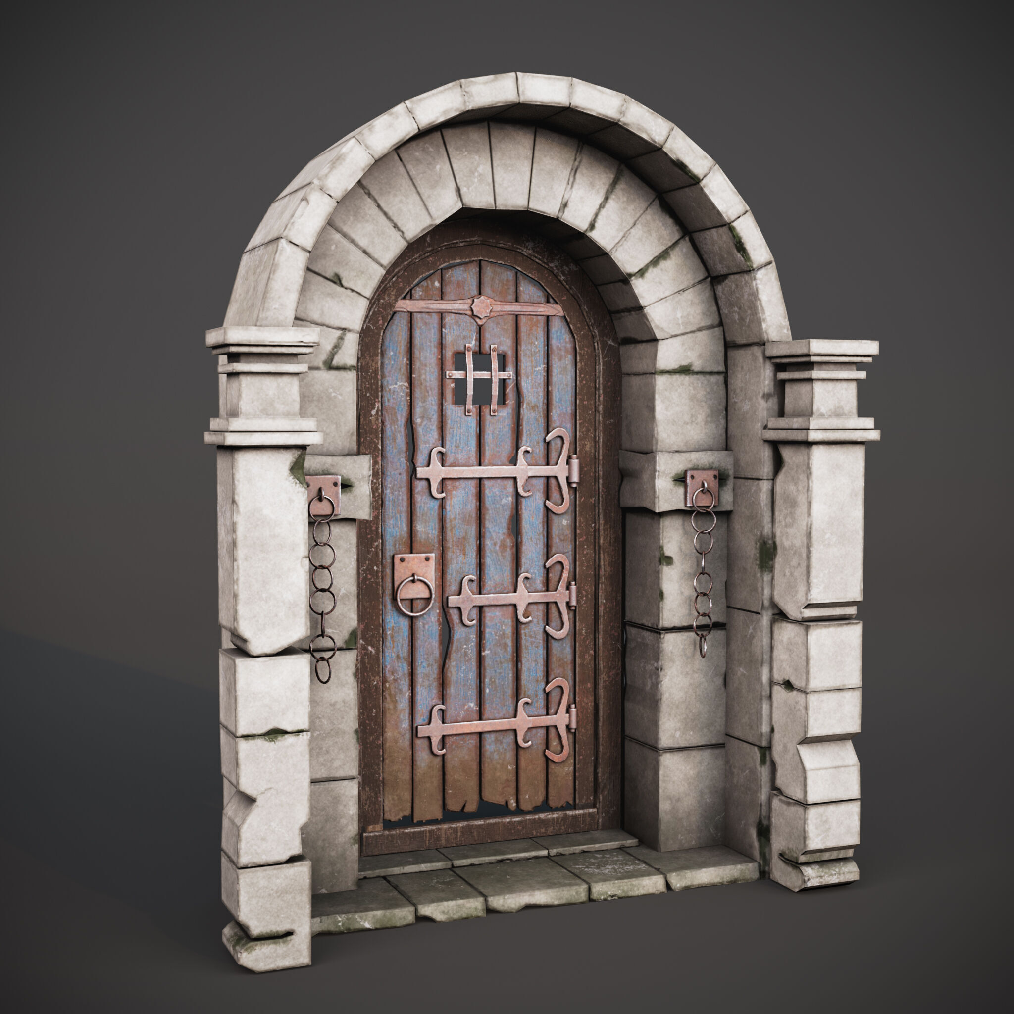 Medieval Gate - Game Ready Low-poly 3D model_2