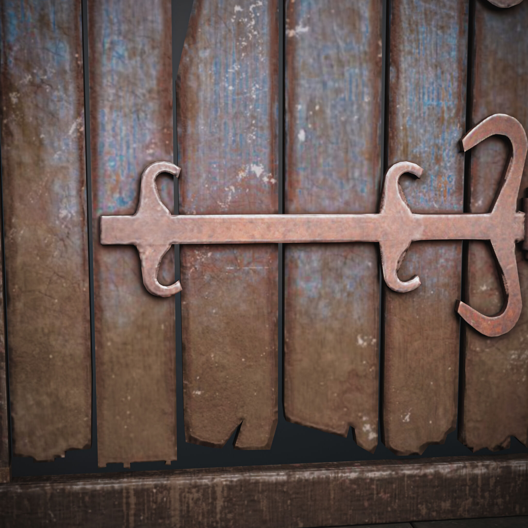 Medieval Gate - Game Ready Low-poly 3D model_8