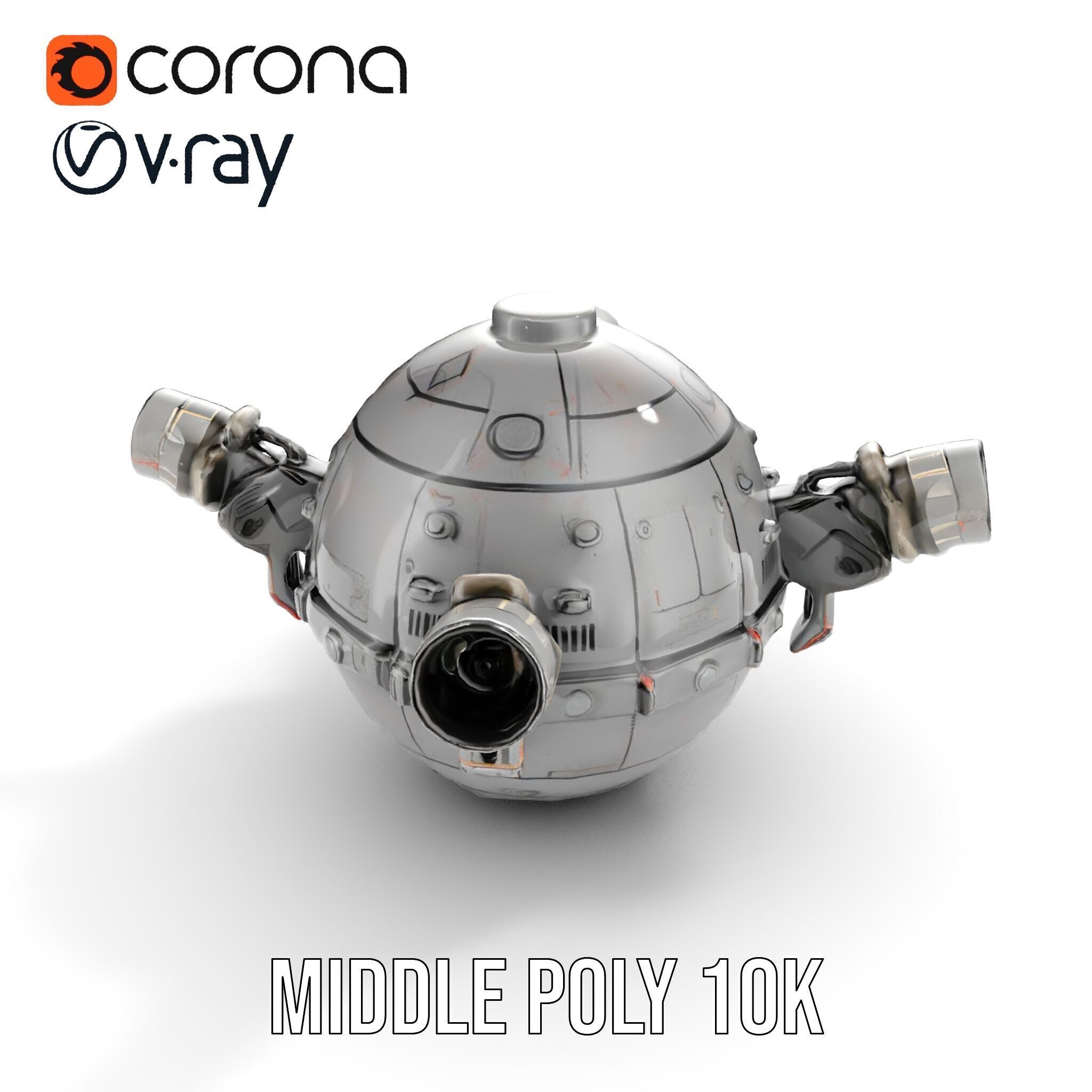 Robotic Surveillance Sphere model pack Low-poly 3D model_10
