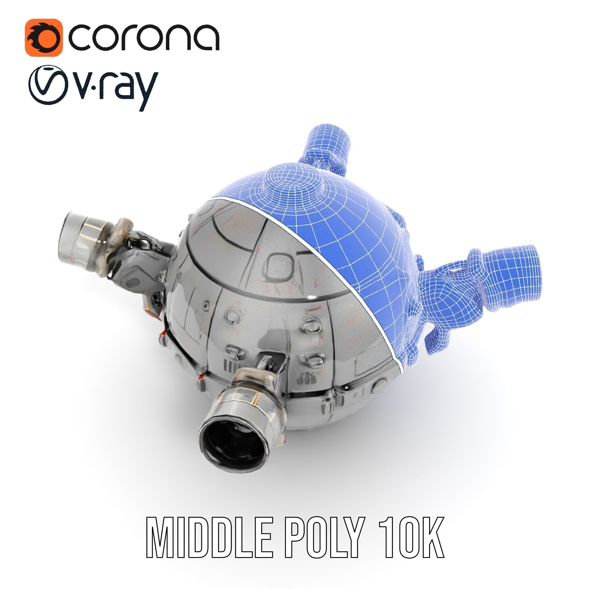 Robotic Surveillance Sphere model pack Low-poly 3D model_32