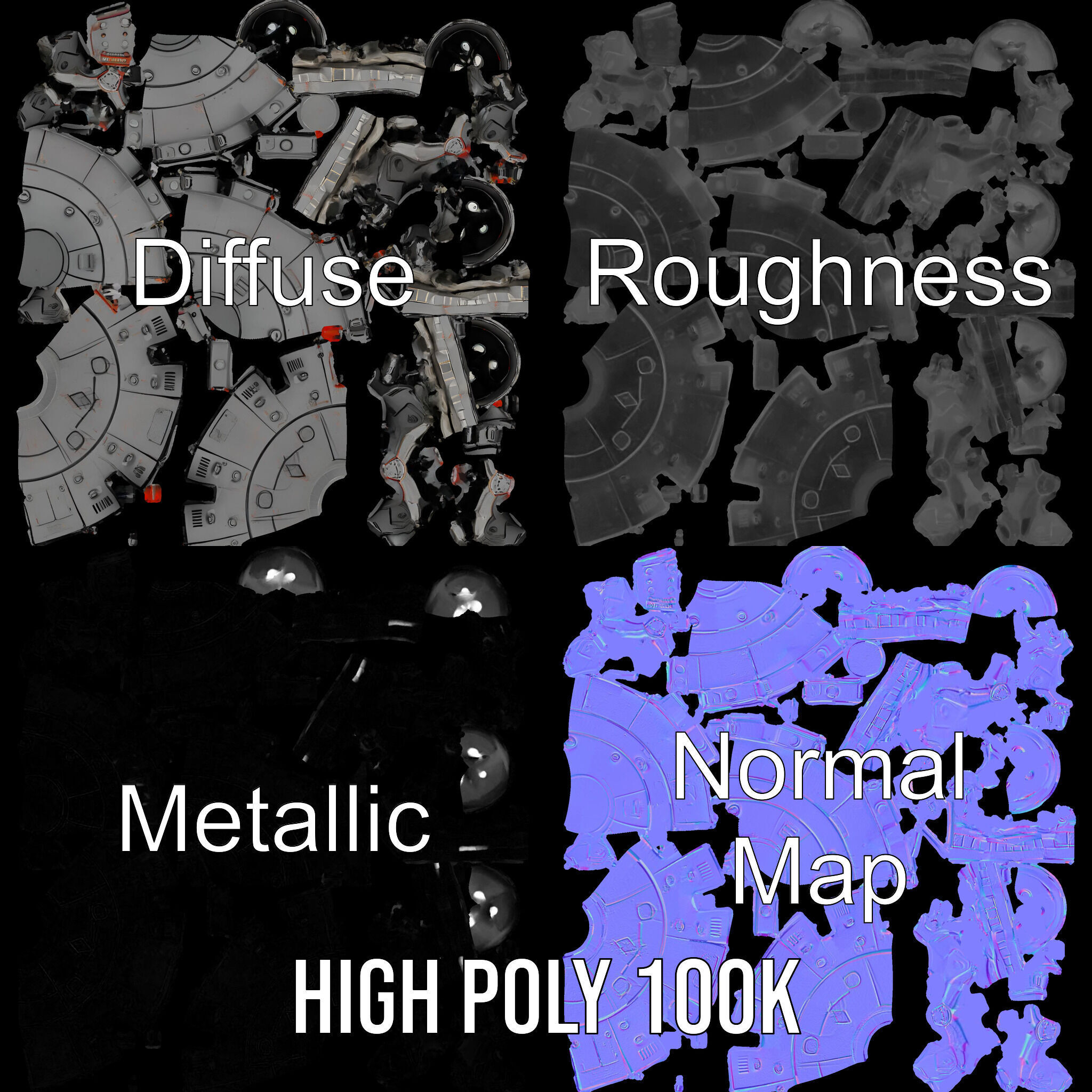 Robotic Surveillance Sphere model pack Low-poly 3D model_4