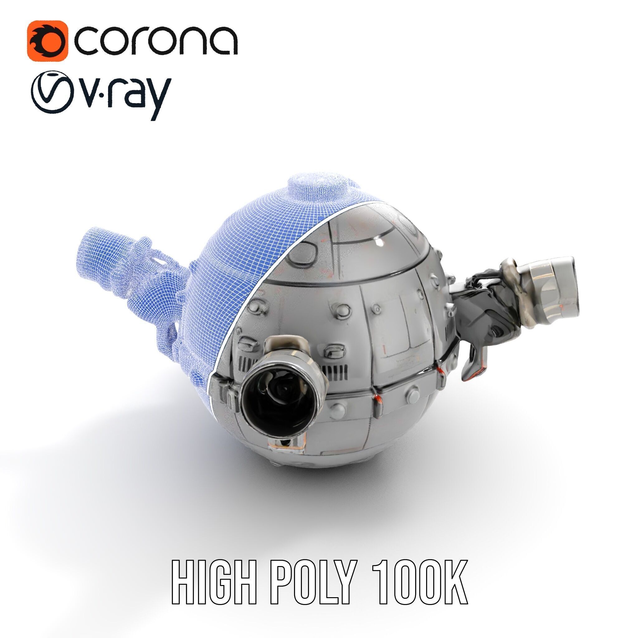 Robotic Surveillance Sphere model pack Low-poly 3D model_31