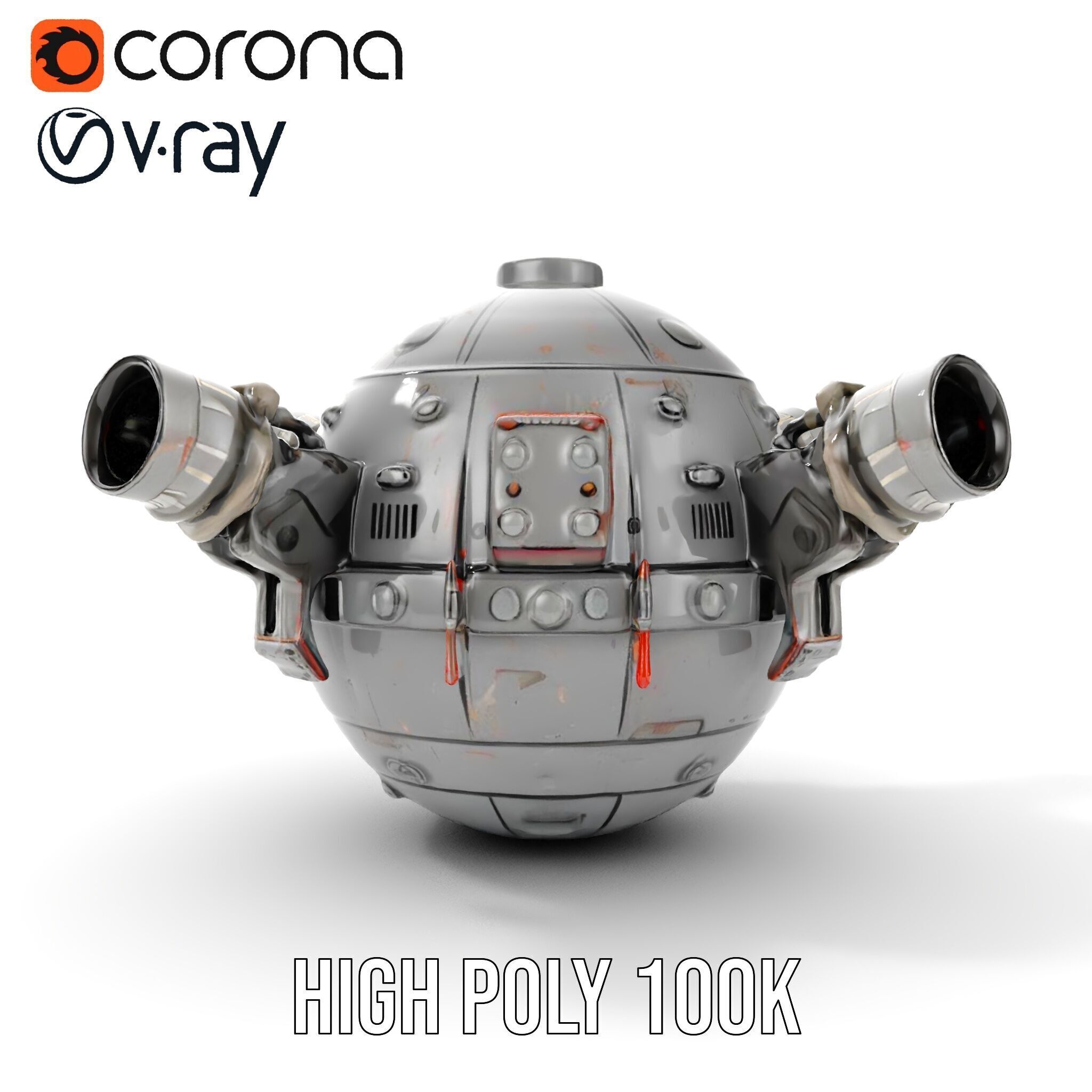 Robotic Surveillance Sphere model pack Low-poly 3D model_37