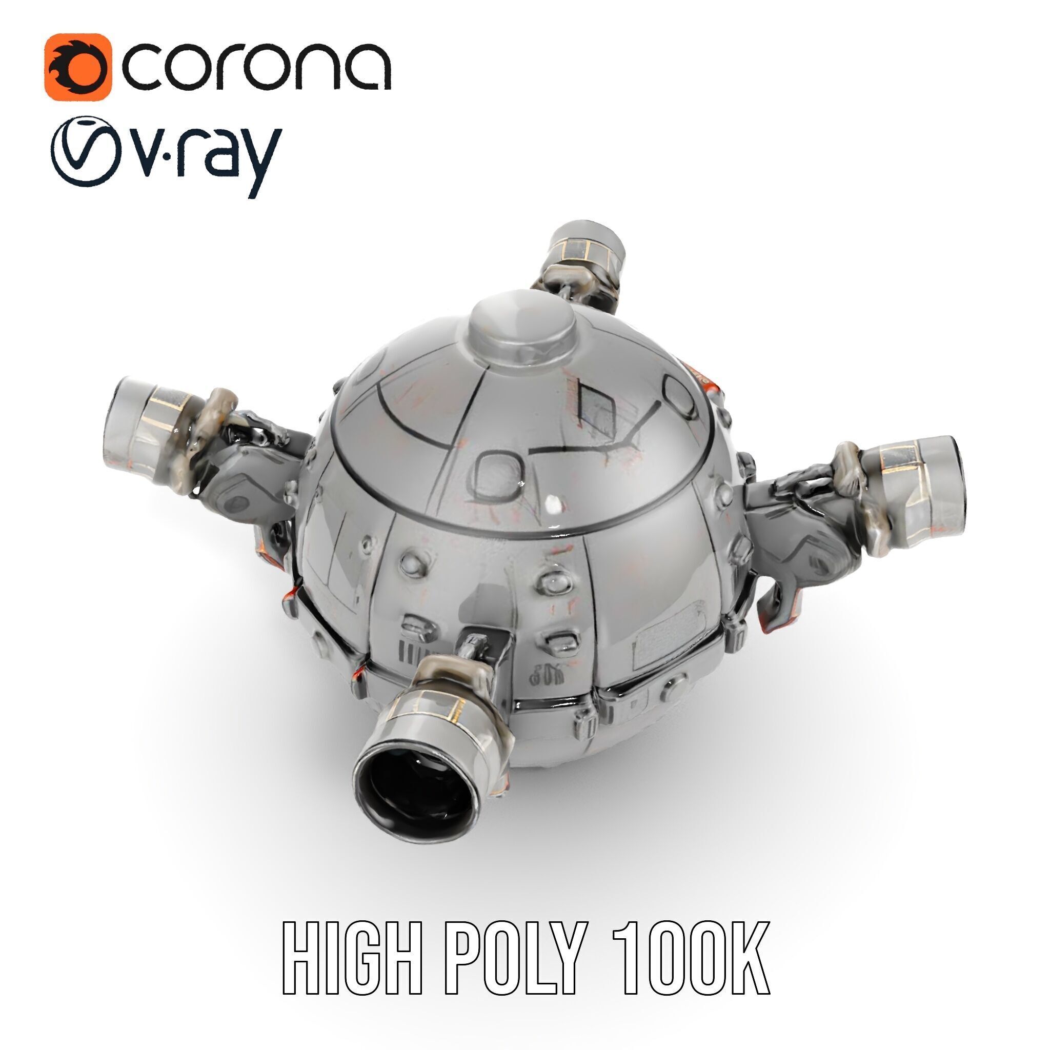 Robotic Surveillance Sphere model pack Low-poly 3D model_25