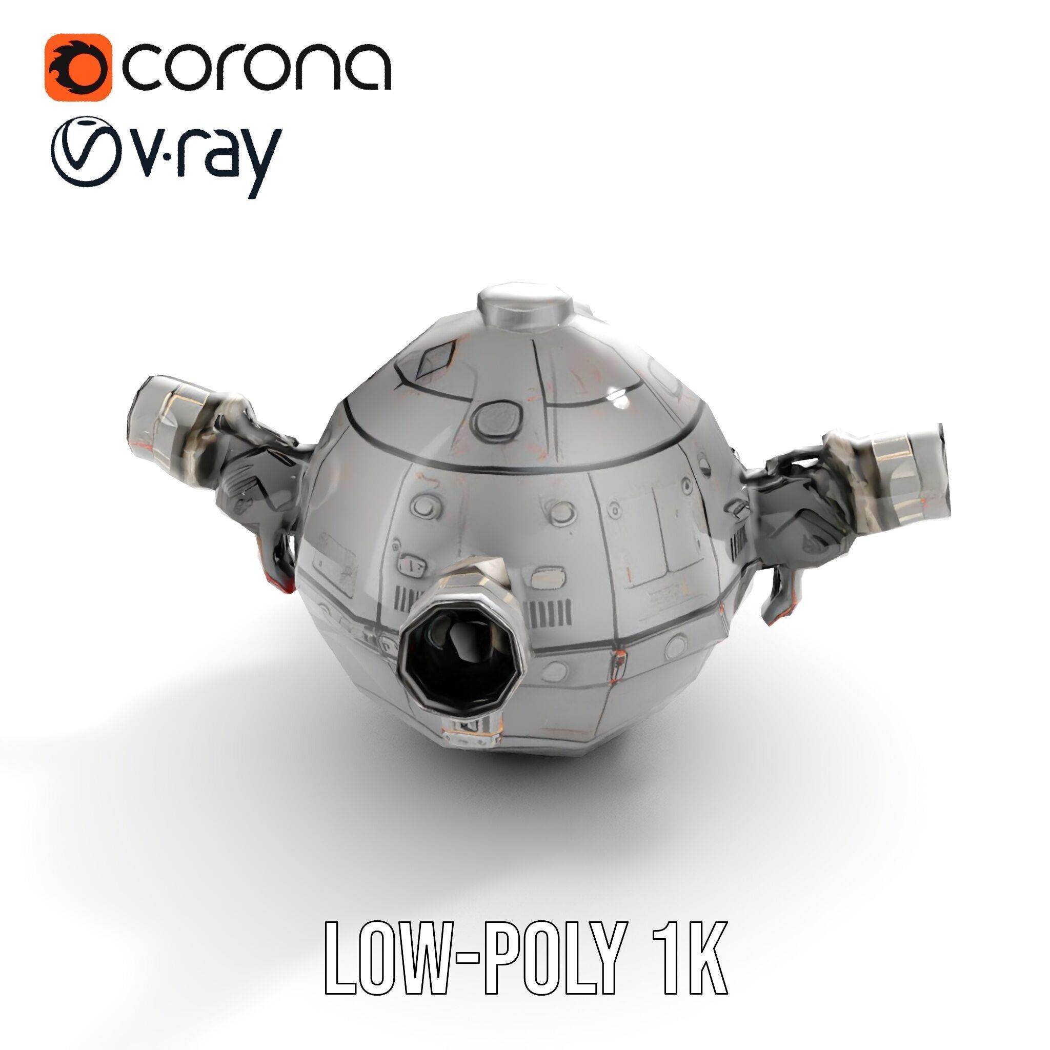 Robotic Surveillance Sphere model pack Low-poly 3D model_17