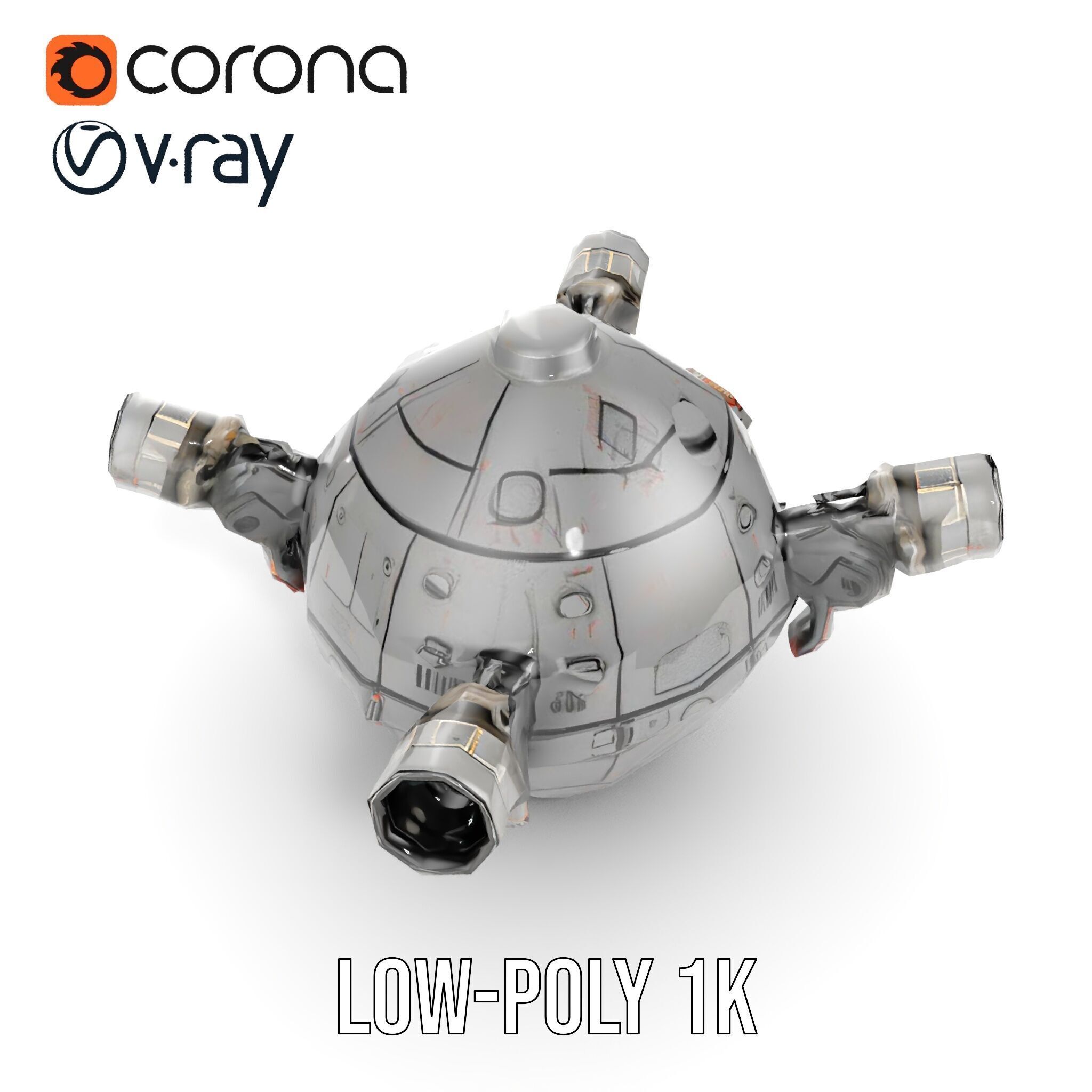 Robotic Surveillance Sphere model pack Low-poly 3D model_19