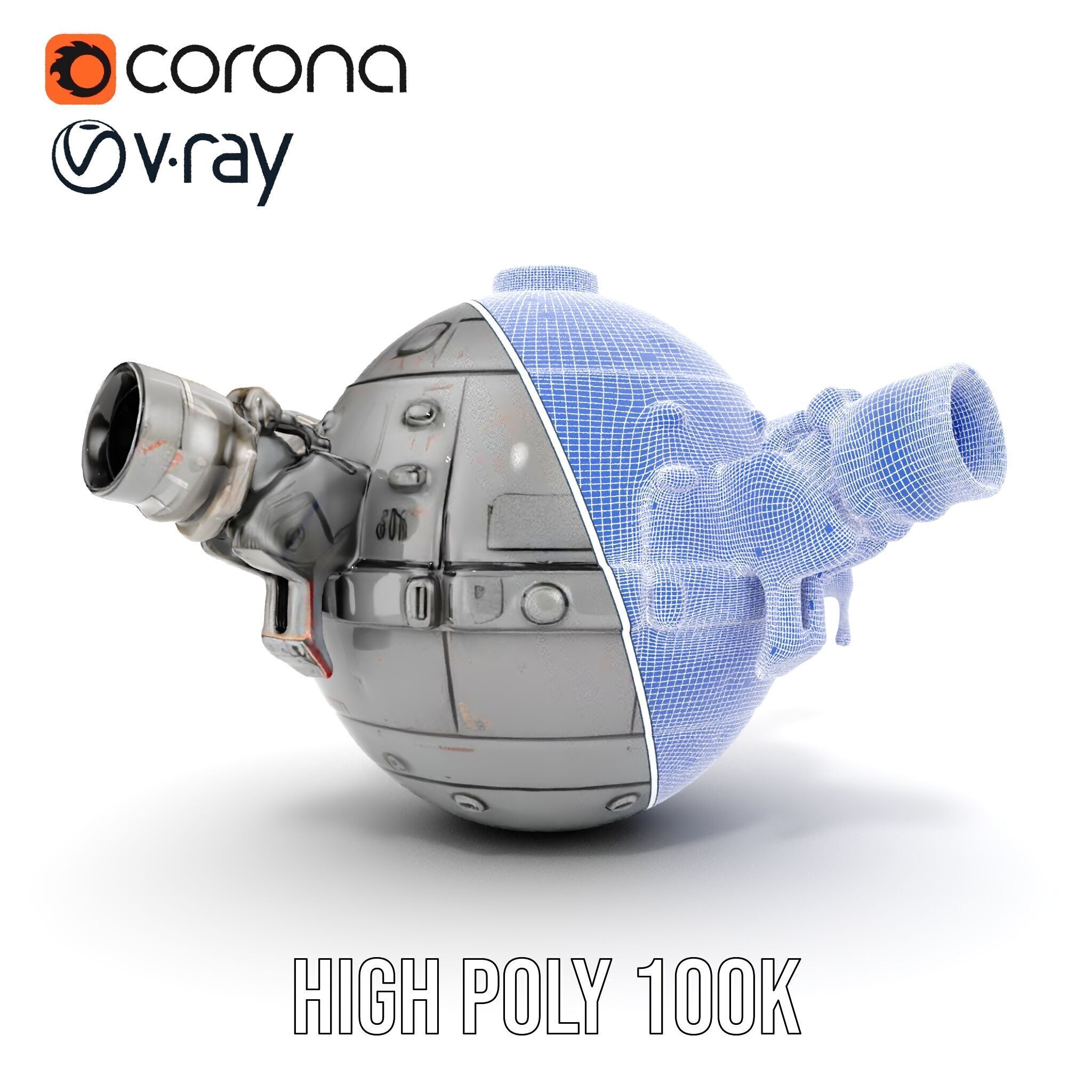 Robotic Surveillance Sphere model pack Low-poly 3D model_38