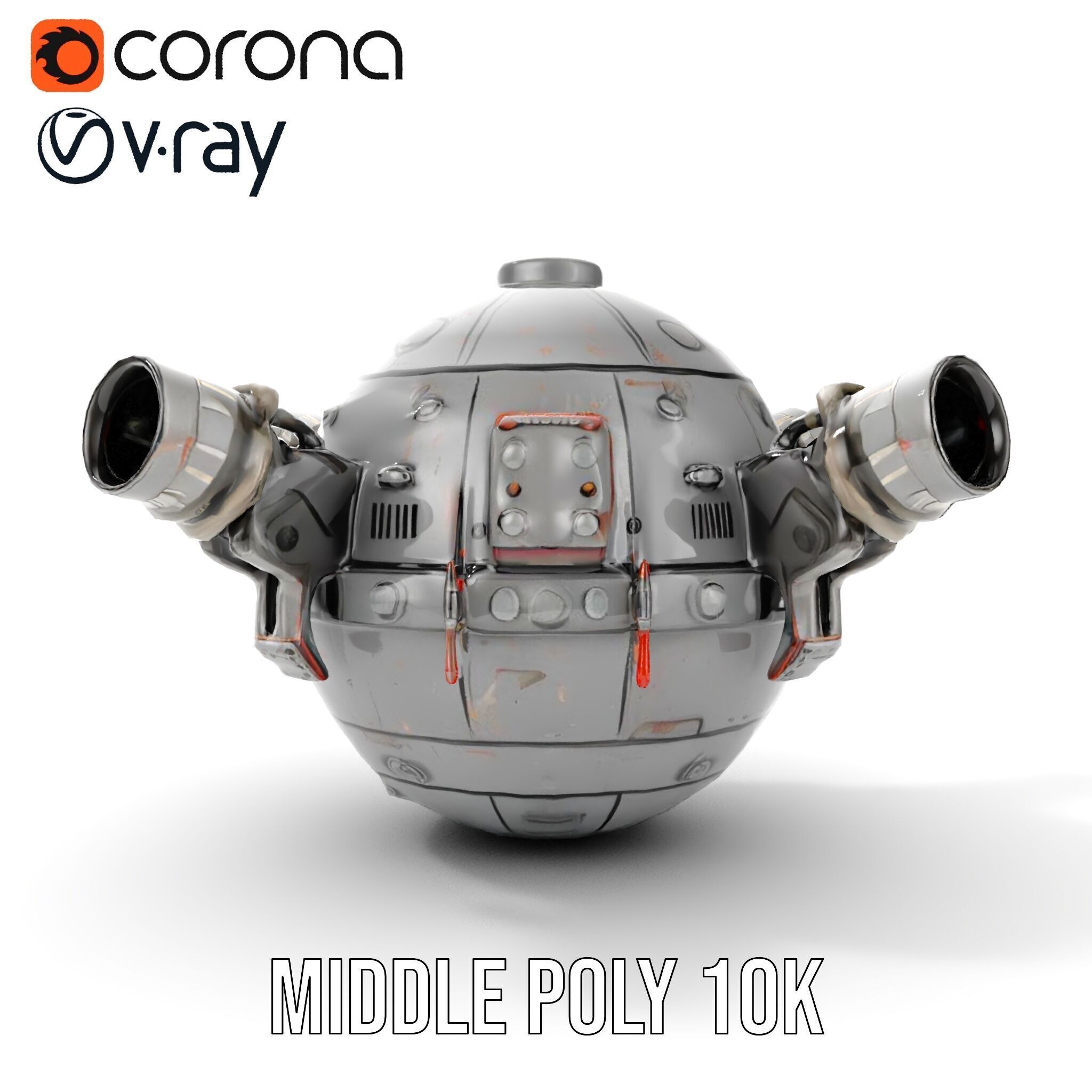 Robotic Surveillance Sphere model pack Low-poly 3D model_20