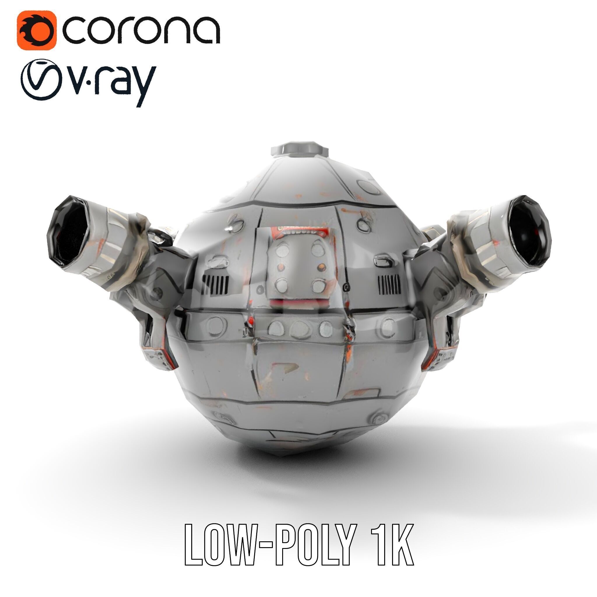 Robotic Surveillance Sphere model pack Low-poly 3D model_14