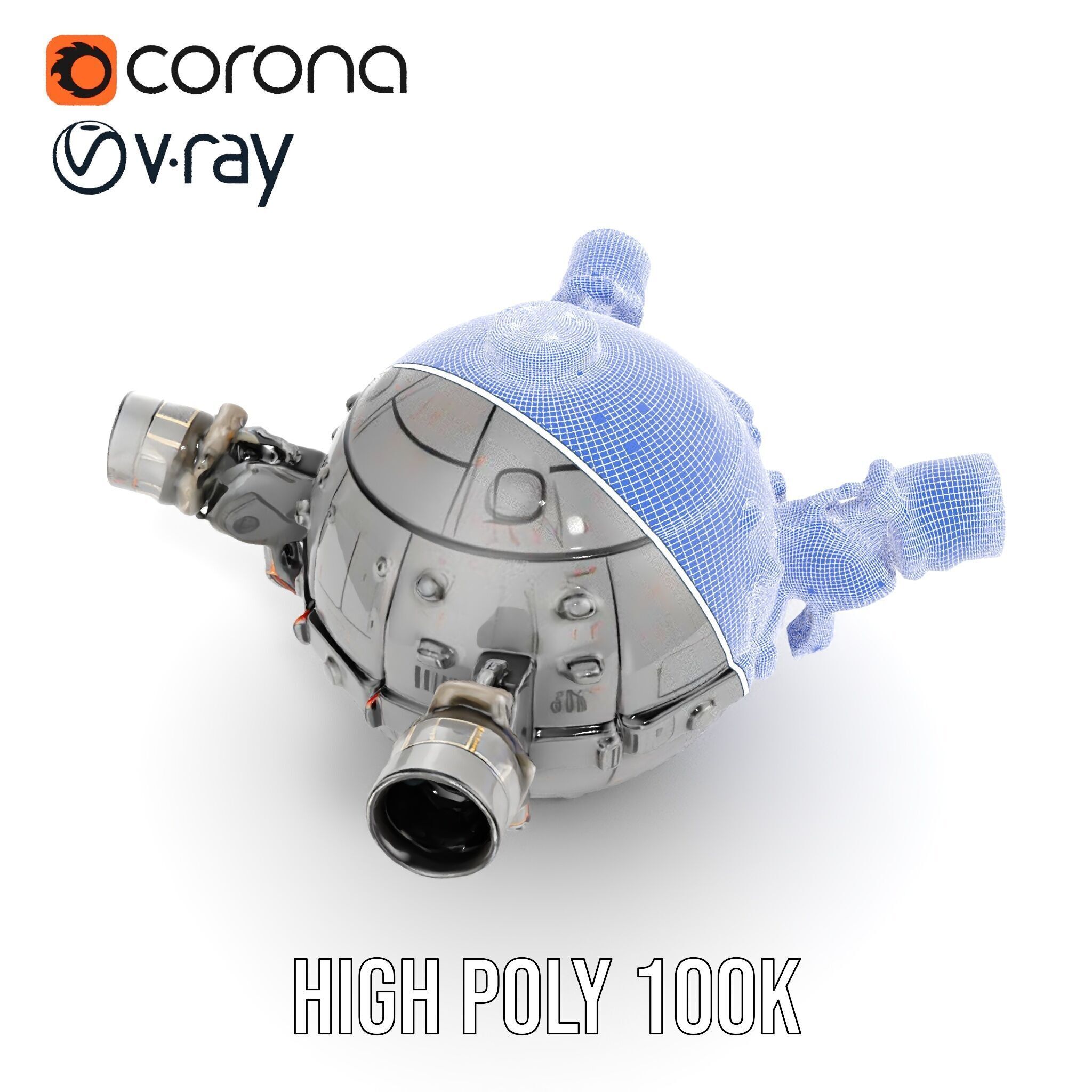 Robotic Surveillance Sphere model pack Low-poly 3D model_28