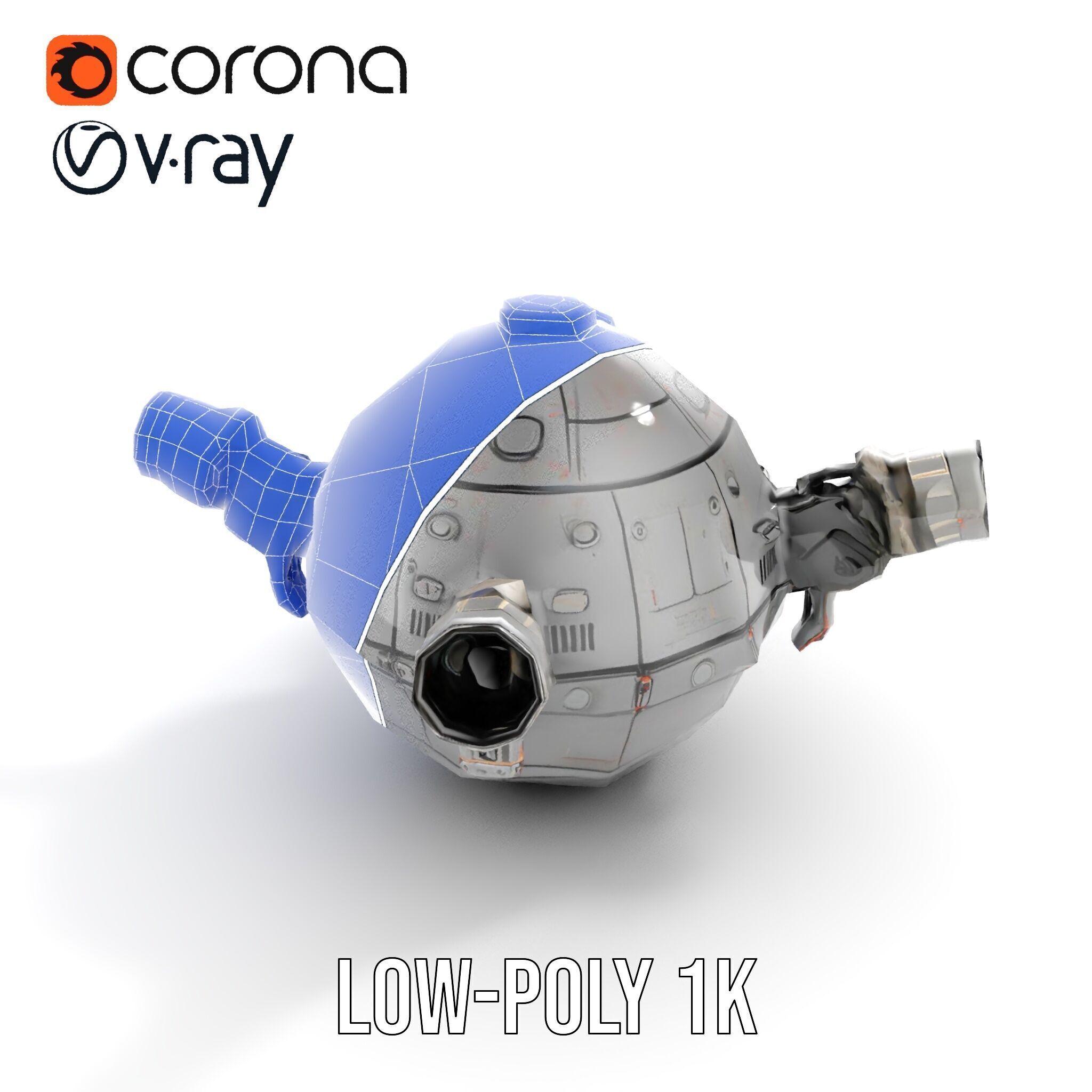 Robotic Surveillance Sphere model pack Low-poly 3D model_30