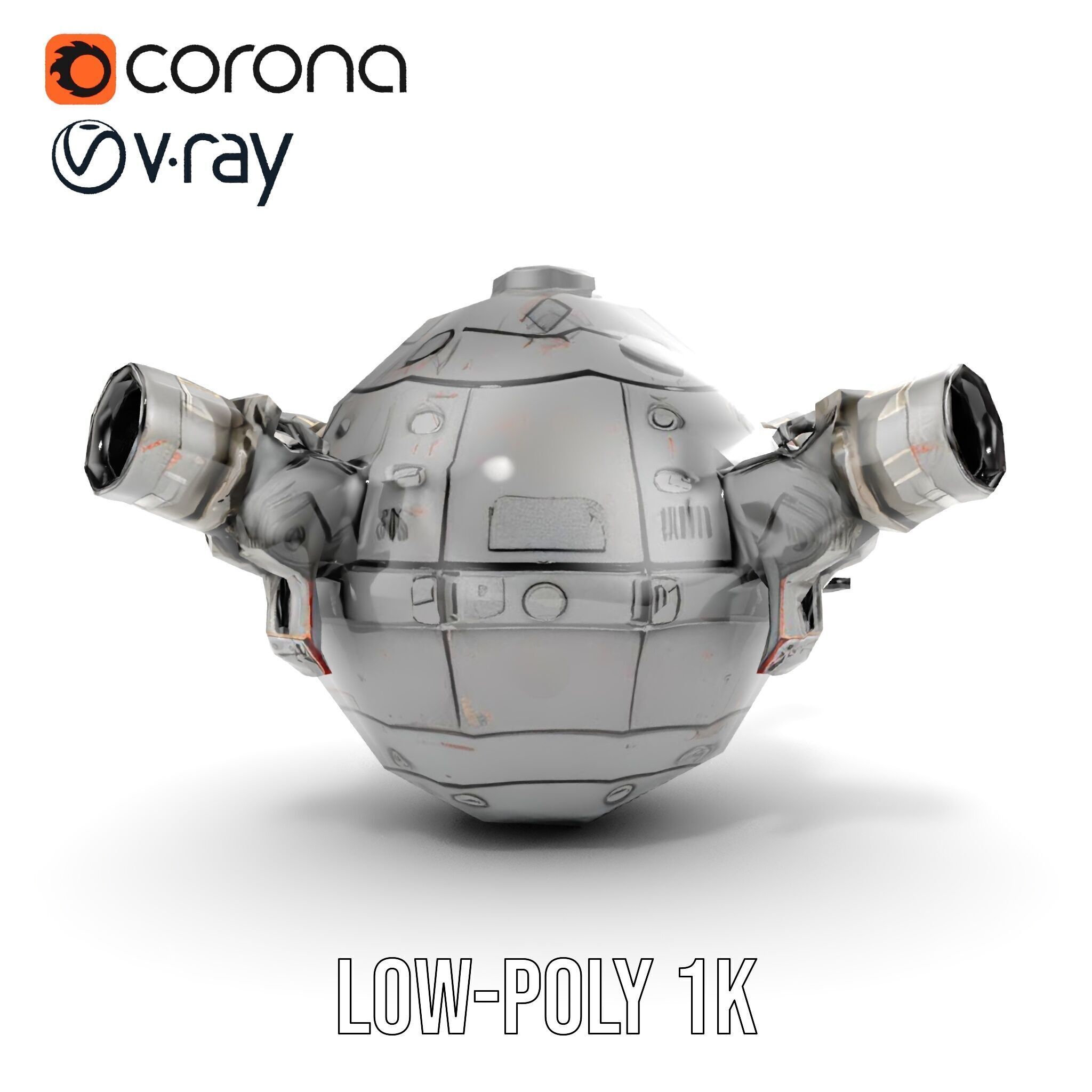 Robotic Surveillance Sphere model pack Low-poly 3D model_11