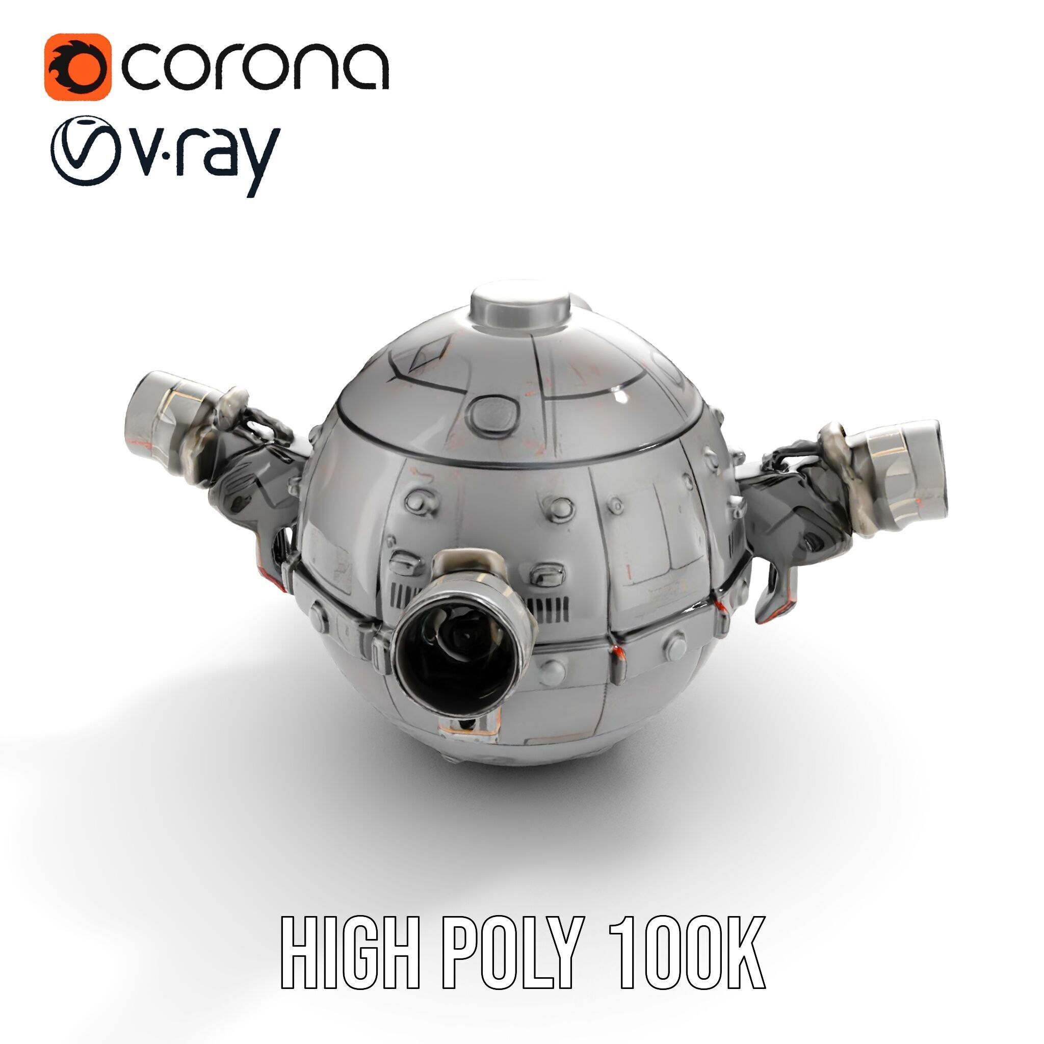 Robotic Surveillance Sphere model pack Low-poly 3D model_22
