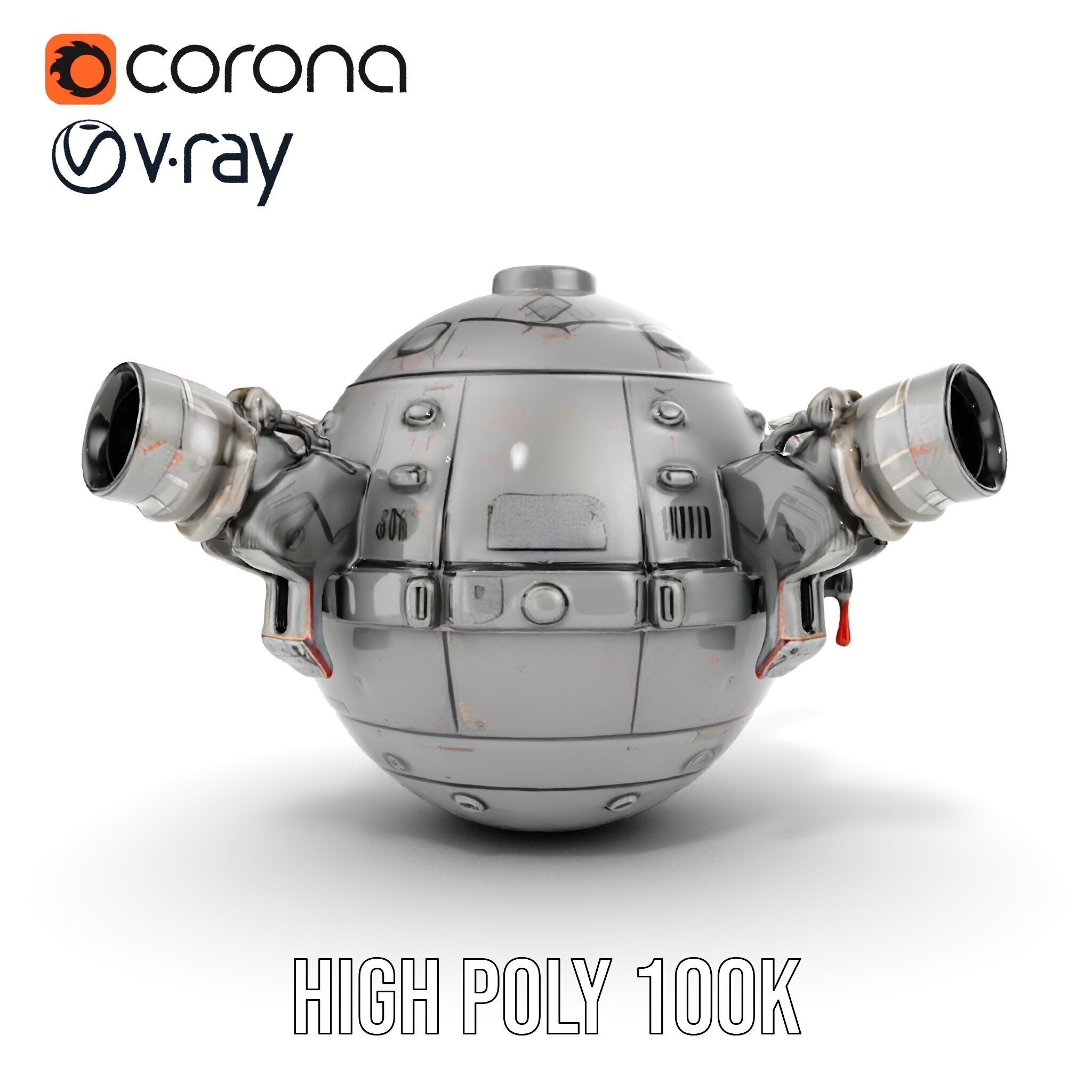 Robotic Surveillance Sphere model pack Low-poly 3D model_39