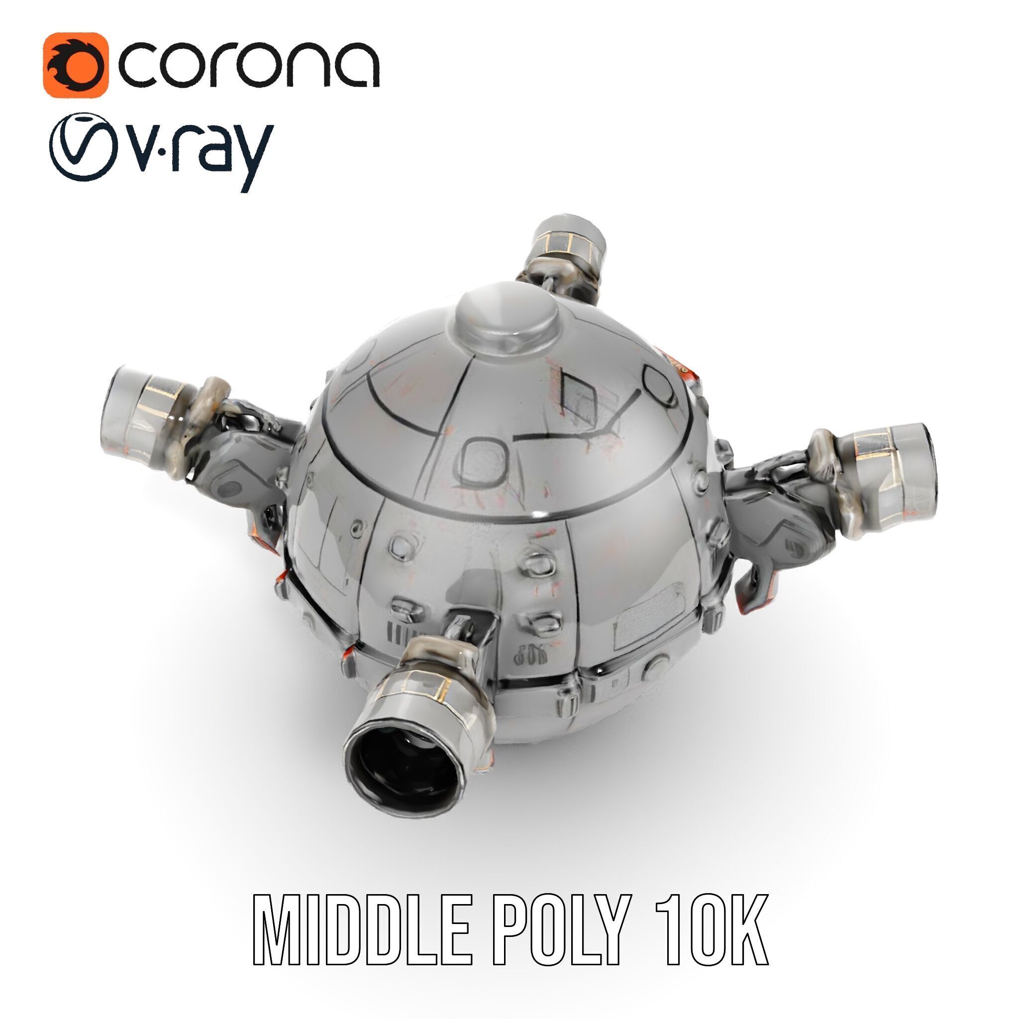 Robotic Surveillance Sphere model pack Low-poly 3D model_7