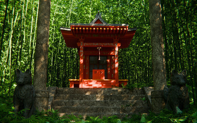Bamboo Forest Shrine 3d Scene 3D model