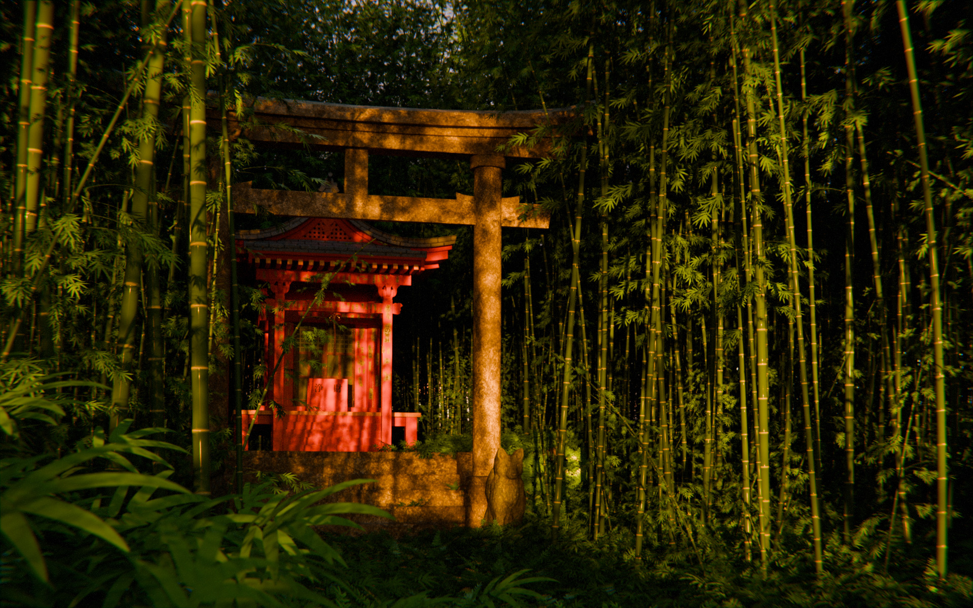 Bamboo Forest Shrine 3d Scene 3D model_1