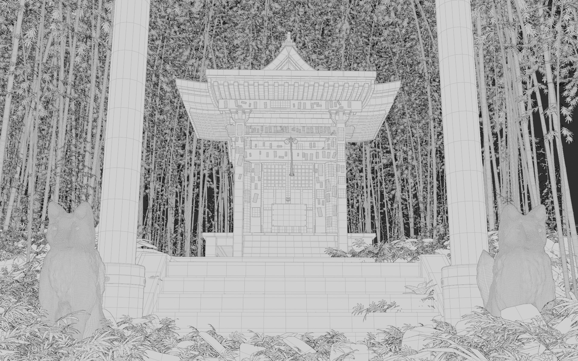 Bamboo Forest Shrine 3d Scene 3D model_13