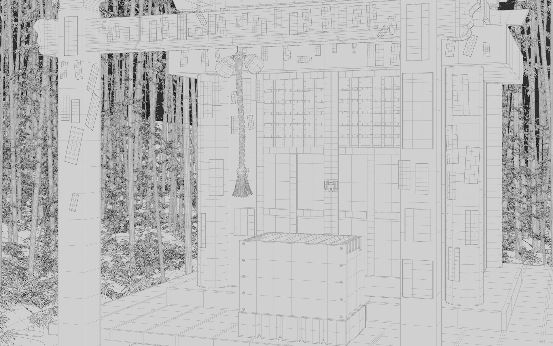 Bamboo Forest Shrine 3d Scene 3D model_15