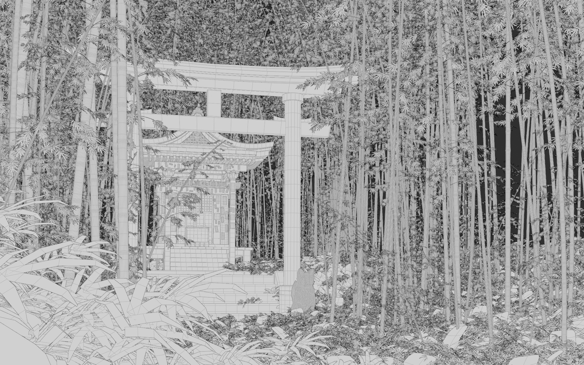 Bamboo Forest Shrine 3d Scene 3D model_14