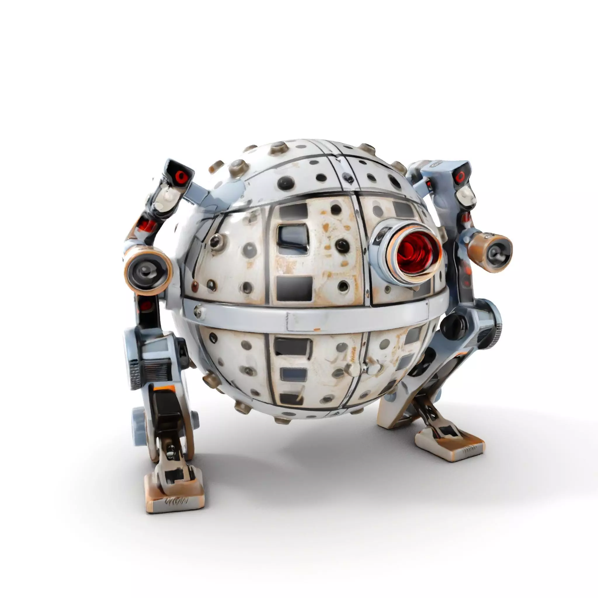Futuristic Spherical Robot model pack Low-poly 3D model_0